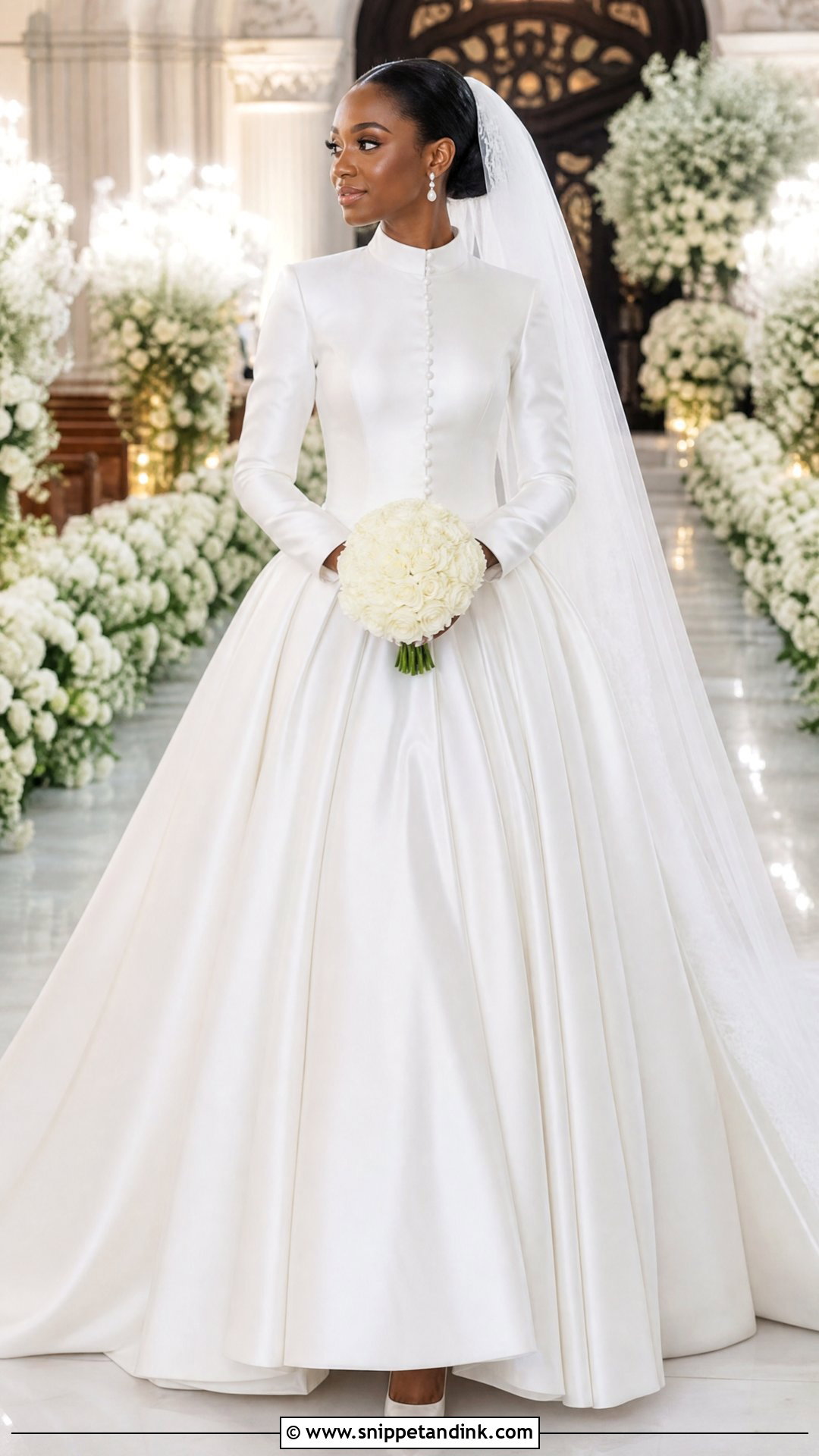 High Neck Satin Ball Gown - Snippet and Ink - 20 White Wedding Gown Christian Brides Ideas