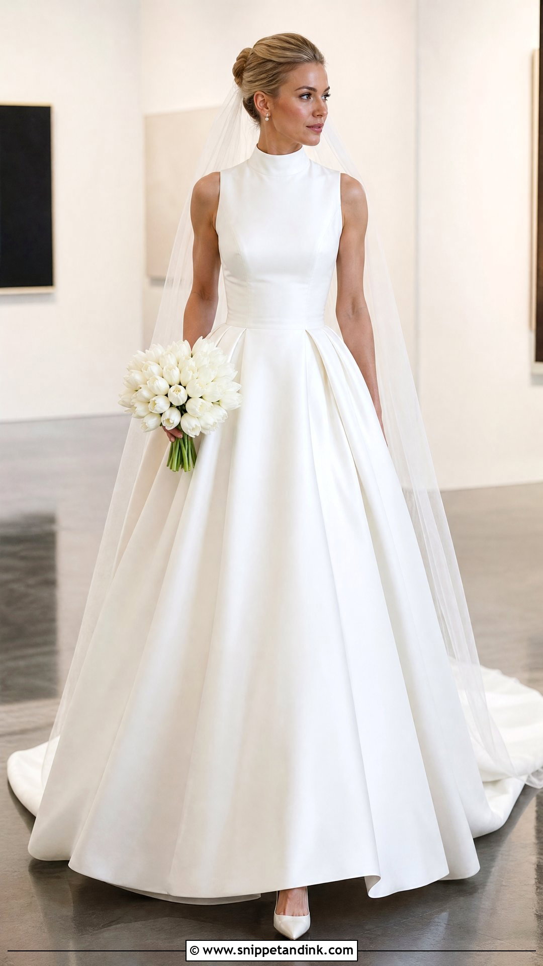 High Neck Satin Ballgown Wedding Dress - Snippet and Ink - 25 Satin Ballgown Wedding Dress Ideas
