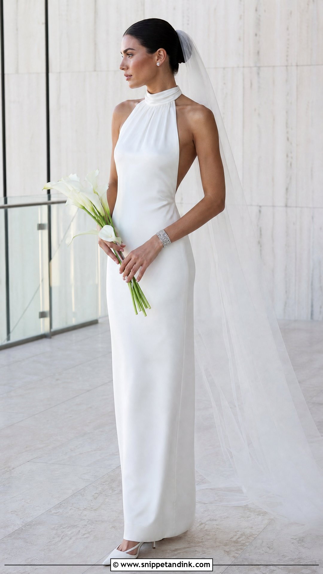 High Neck Satin Bridal Dress - Snippet and Ink - 20 Satin Bridal Dress Ideas