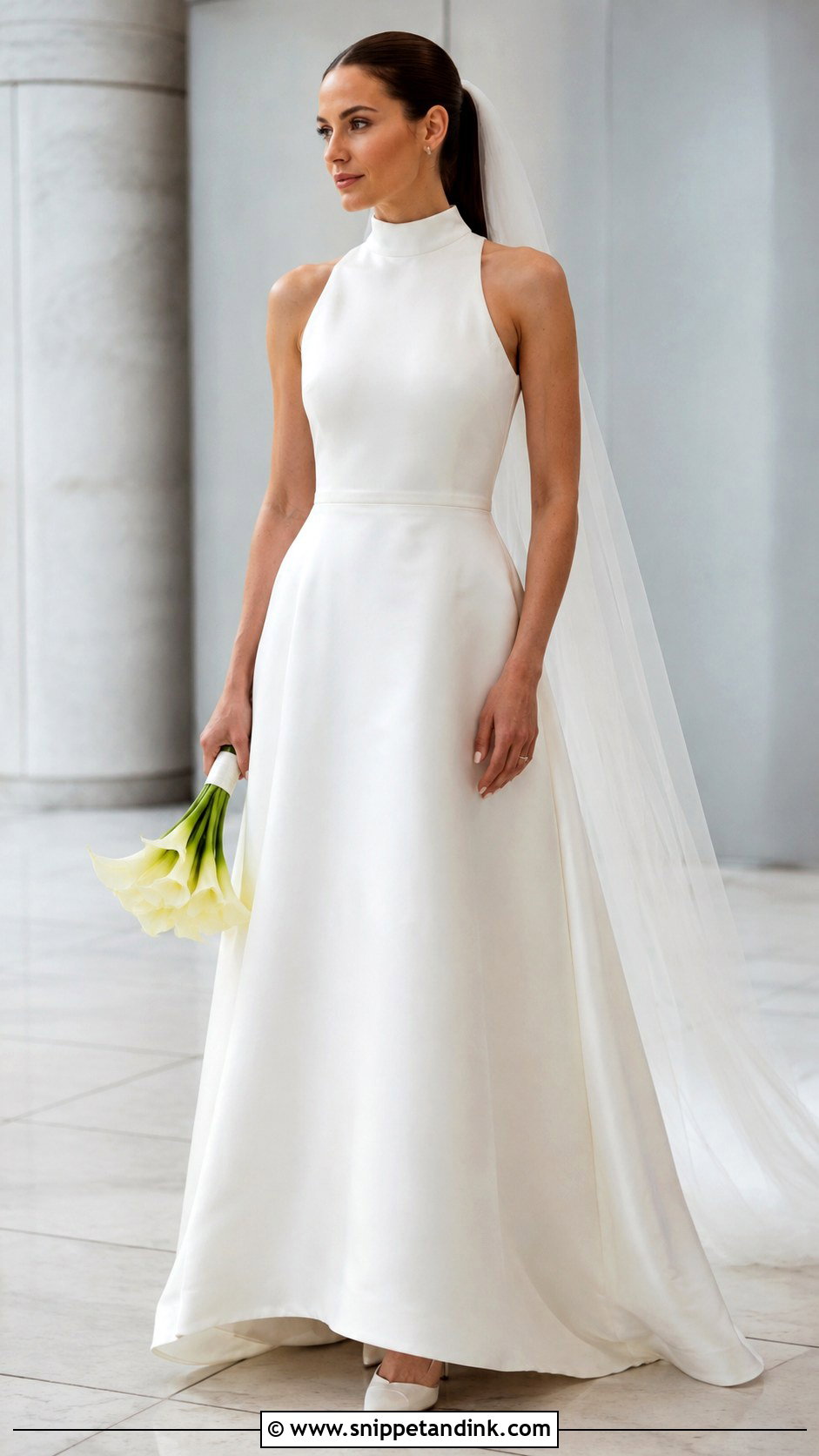 High Neck Satin Bridal Dress - Snippet and Ink - 20 Simple Bridal Dresses