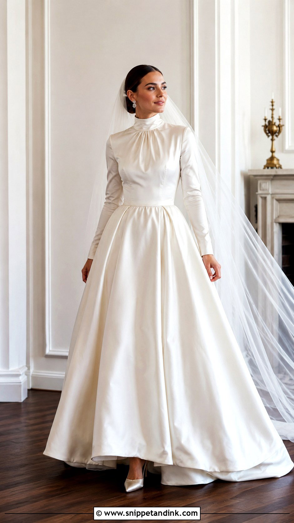 High Neck Satin Christian Bridal Dress - Snippet and Ink - 20 Christian Bridal Dress Ideas