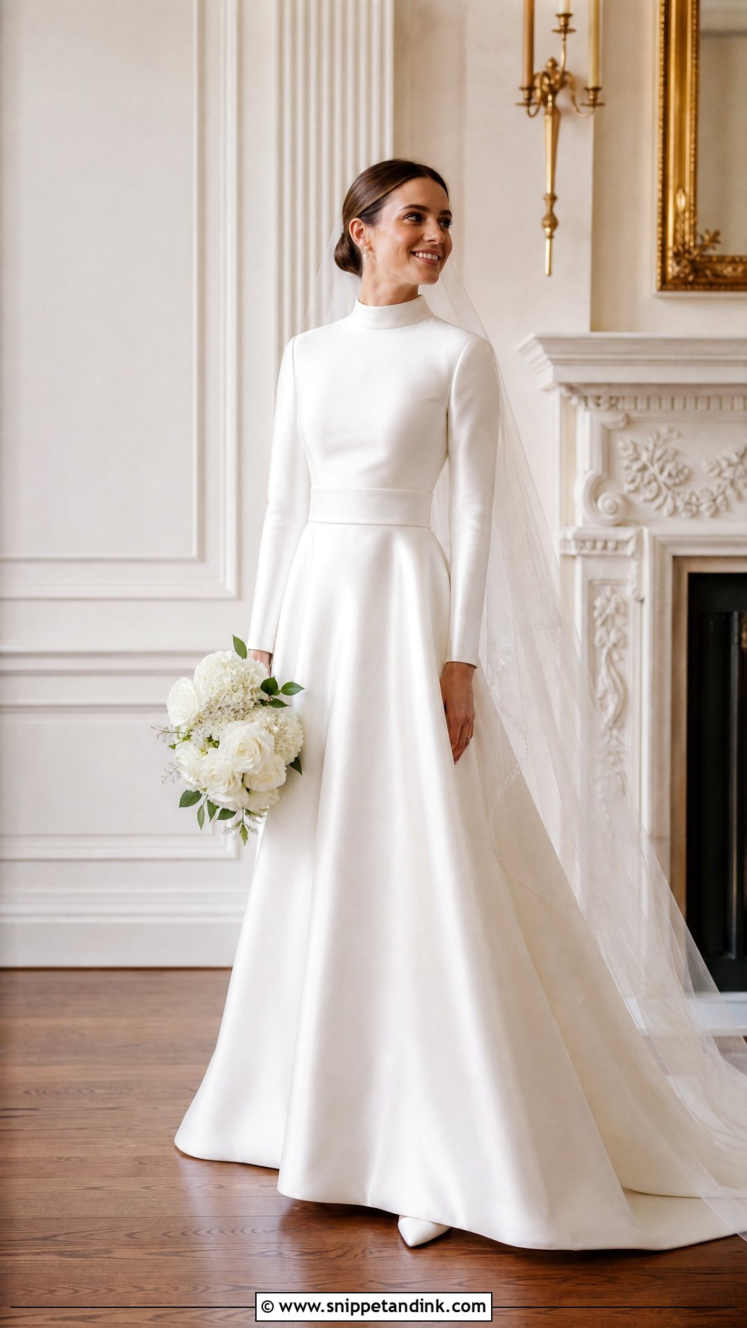High Neck Satin Christian Bride Gown - Snippet and Ink - 25 Christian Bride Gowns