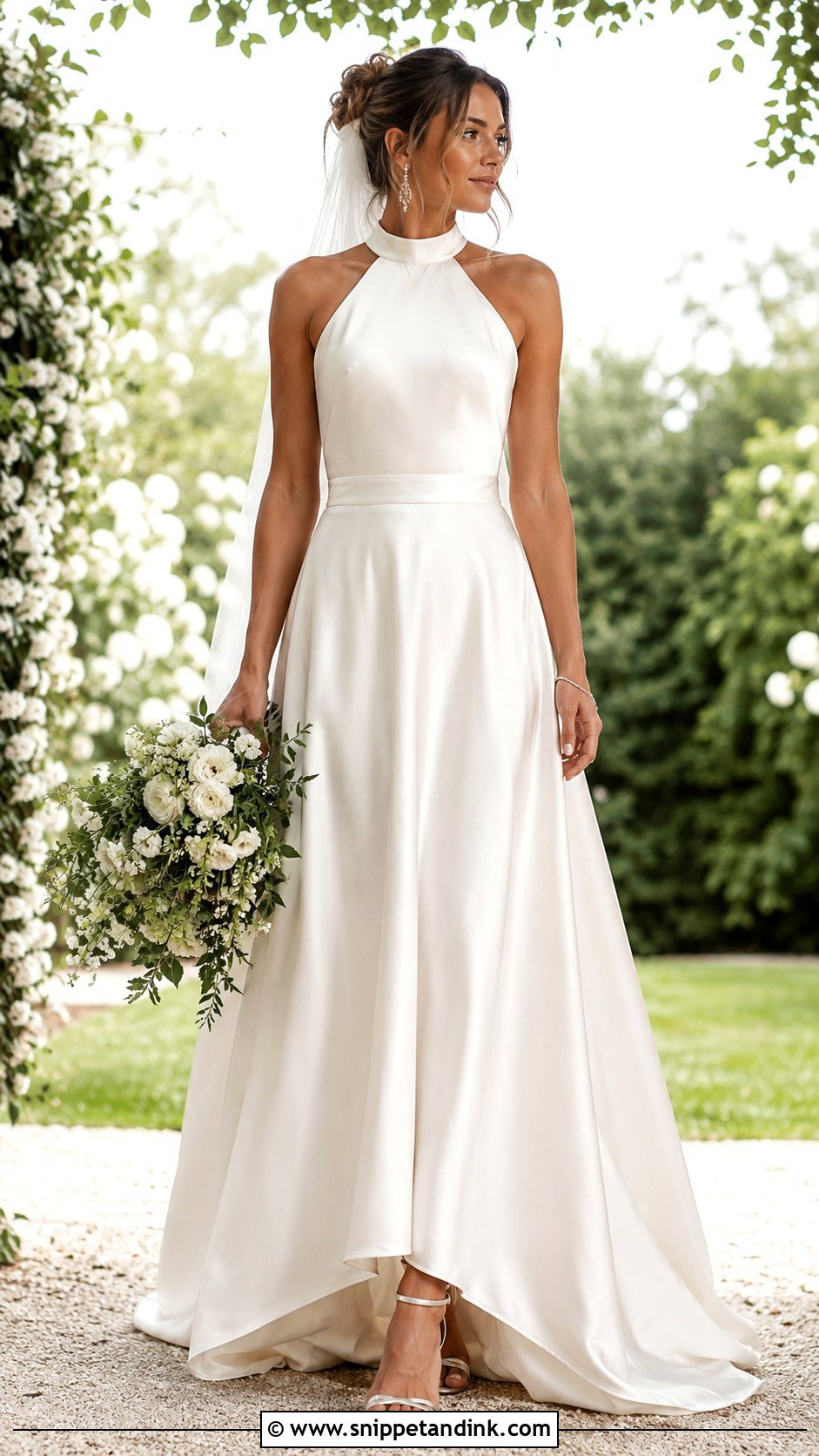 High Neck Satin Halter Wedding Dress - Snippet and Ink - 20 High Neck Satin Wedding Dress Ideas