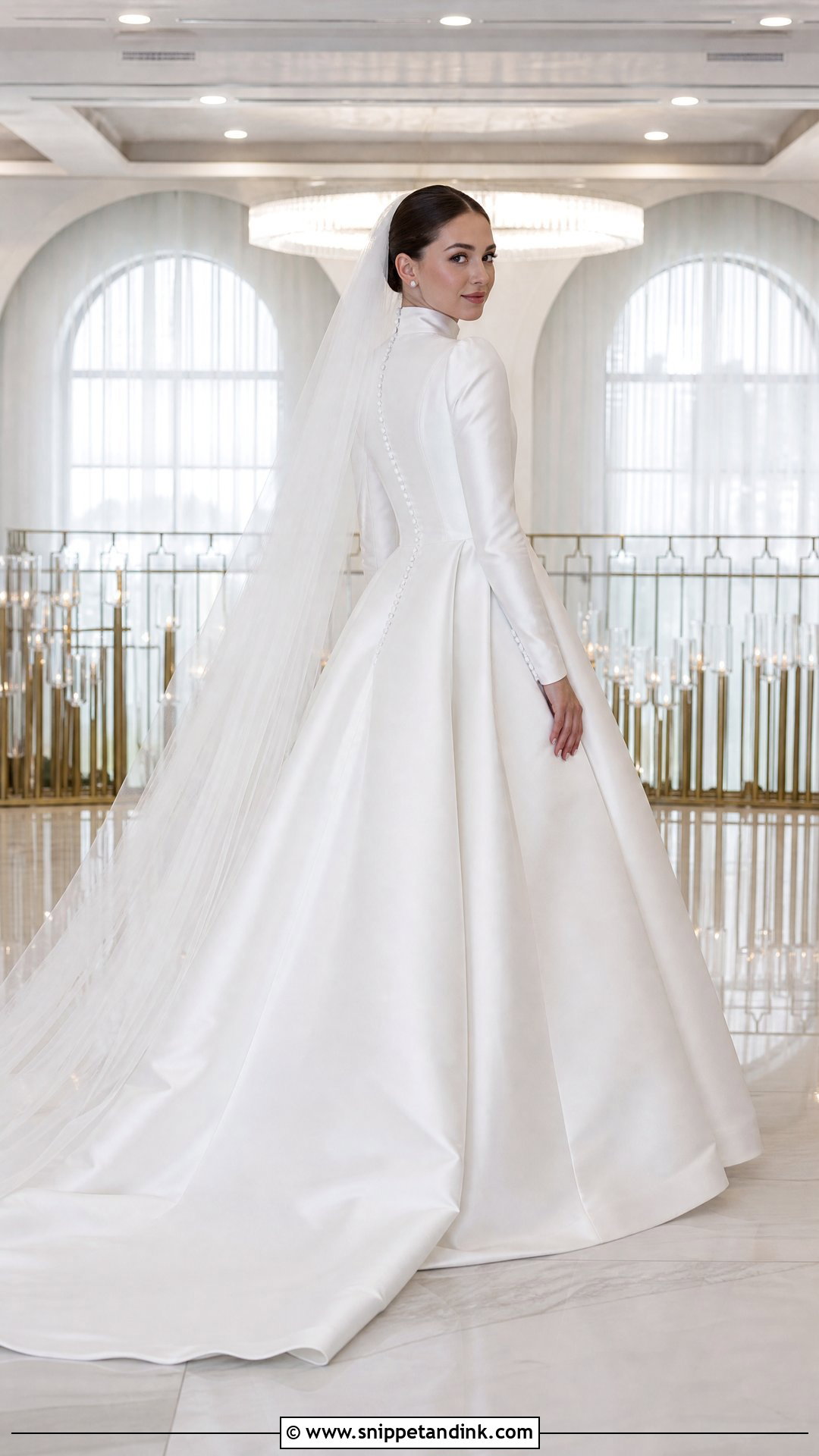 High Neck Satin Jewish Wedding Dress - Snippet and Ink - 25 Jewish Wedding Dress Ideas
