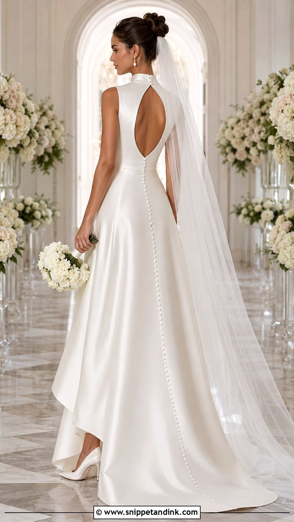 High Neck Satin Keyhole Back Wedding Dress - Snippet and Ink - 20 High Neck Satin Wedding Dress Ideas