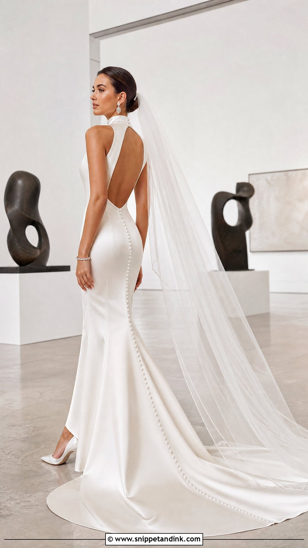 High Neck Satin Mermaid Bridal Gown - Snippet and Ink - 20 Satin Bridal Gown Mermaid Ideas