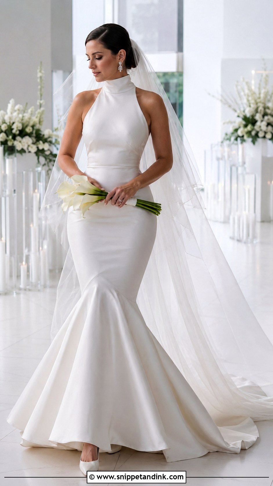High Neck Satin Mermaid Wedding Dress - Snippet and Ink - 20 High Neck Satin Wedding Dress Ideas