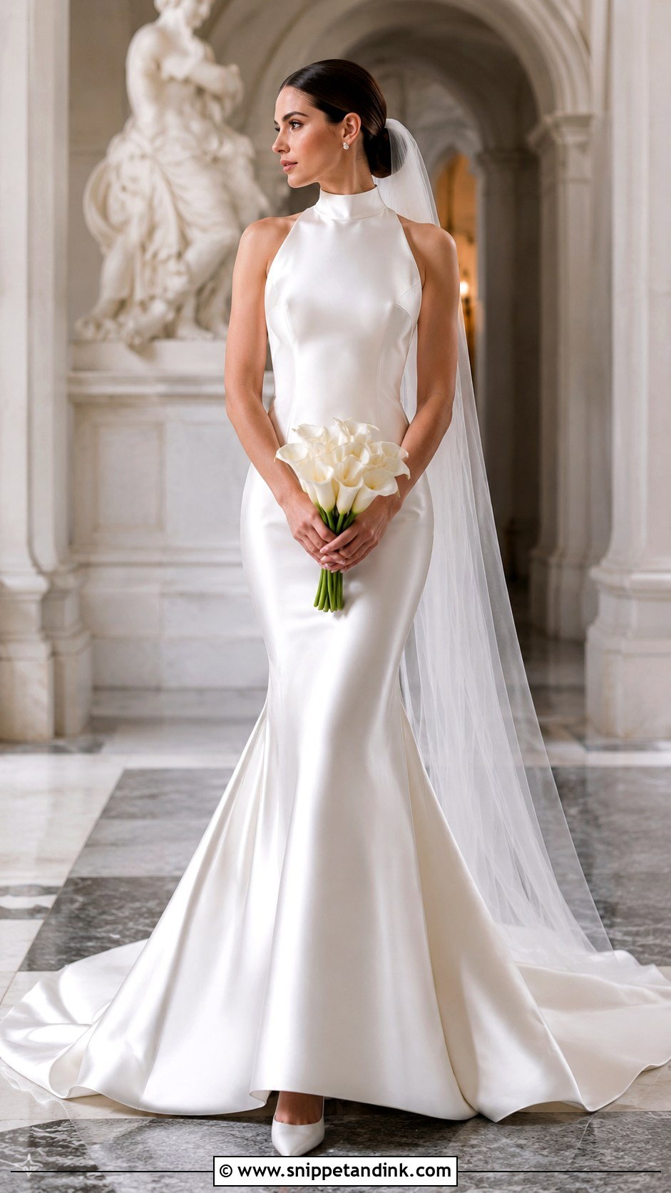 High Neck Satin Mermaid Wedding Dress - Snippet and Ink - 25 Satin Mermaid Wedding Dress Ideas