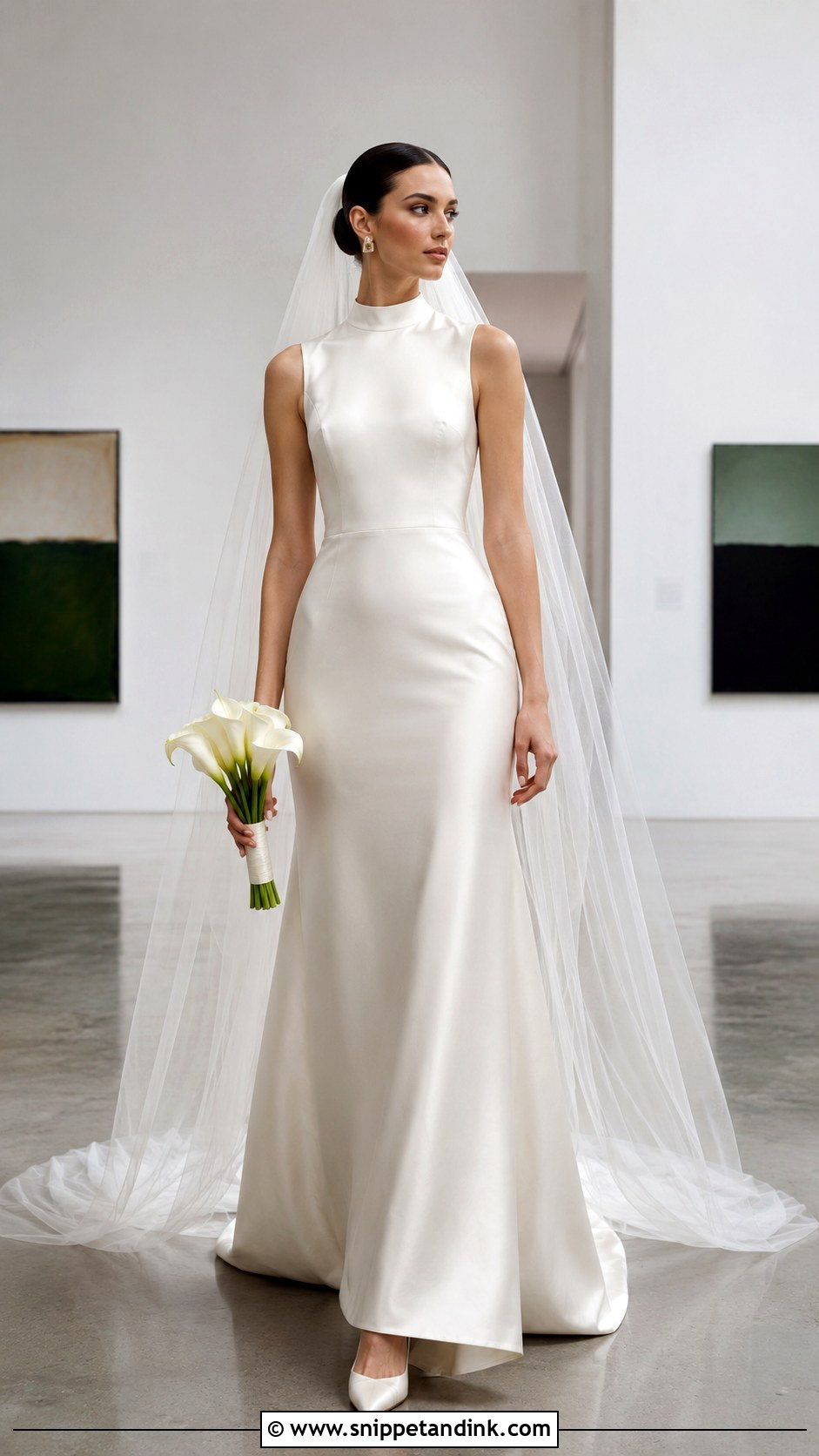 High Neck Satin Minimalist Wedding Dress - Snippet and Ink - 20 High Neck Satin Wedding Dress Ideas