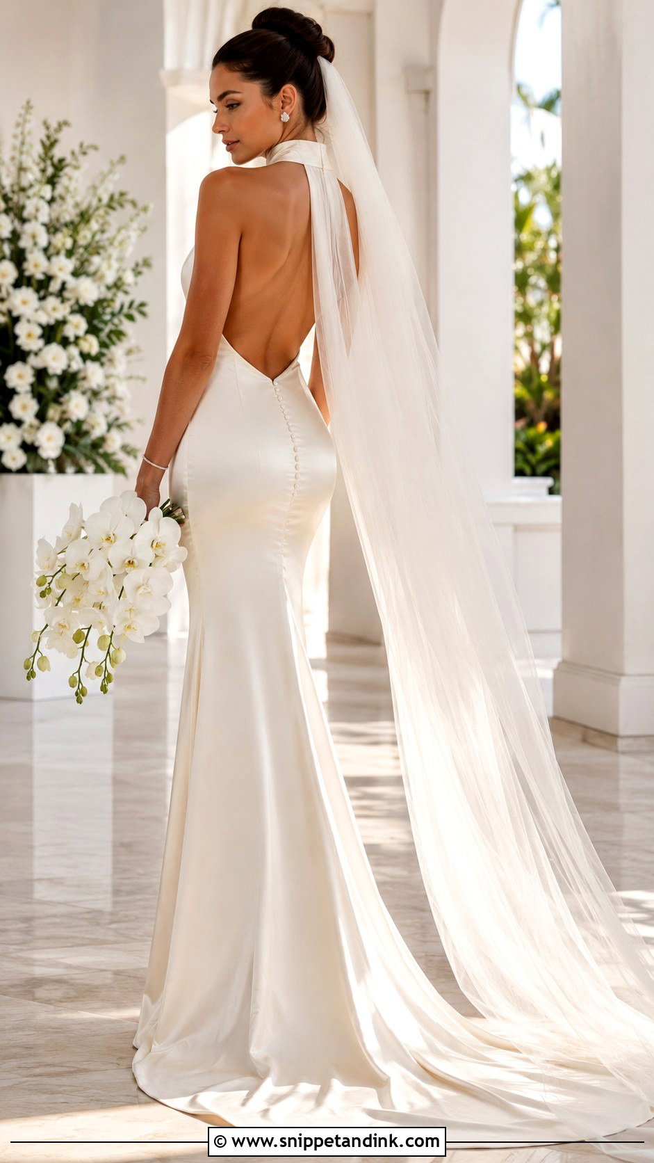High Neck Satin Open Back Wedding Dress - Snippet and Ink - 20 High Neck Satin Wedding Dress Ideas