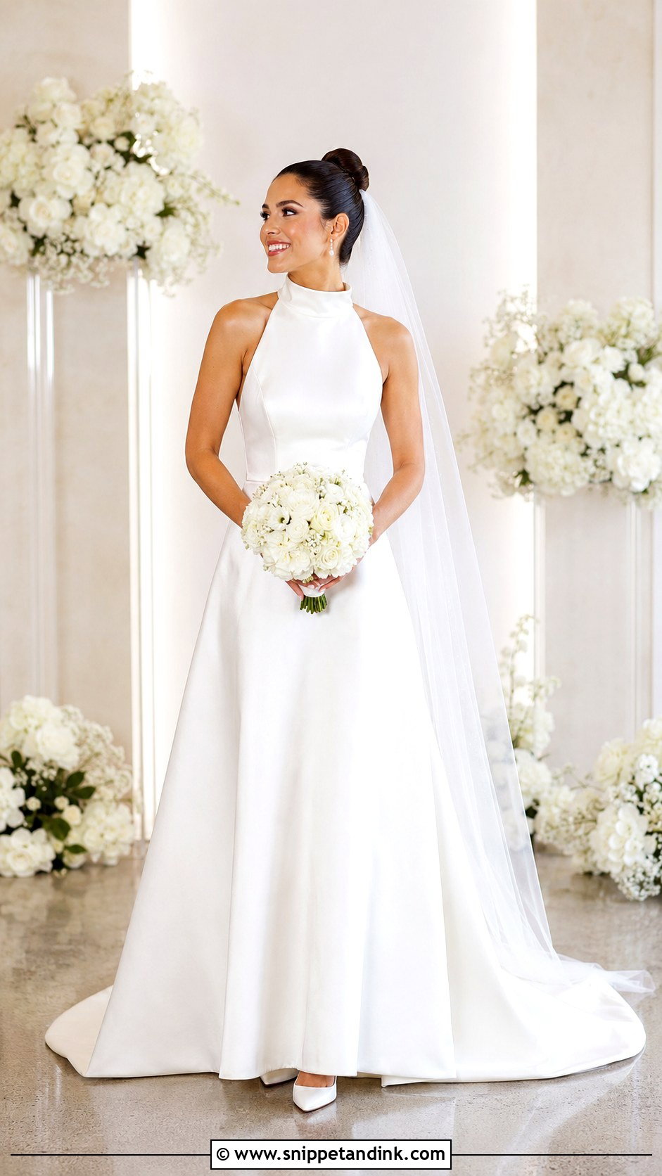 High Neck Satin Petite Wedding Dress - Snippet and Ink - 20 High Neck Satin Wedding Dress Ideas