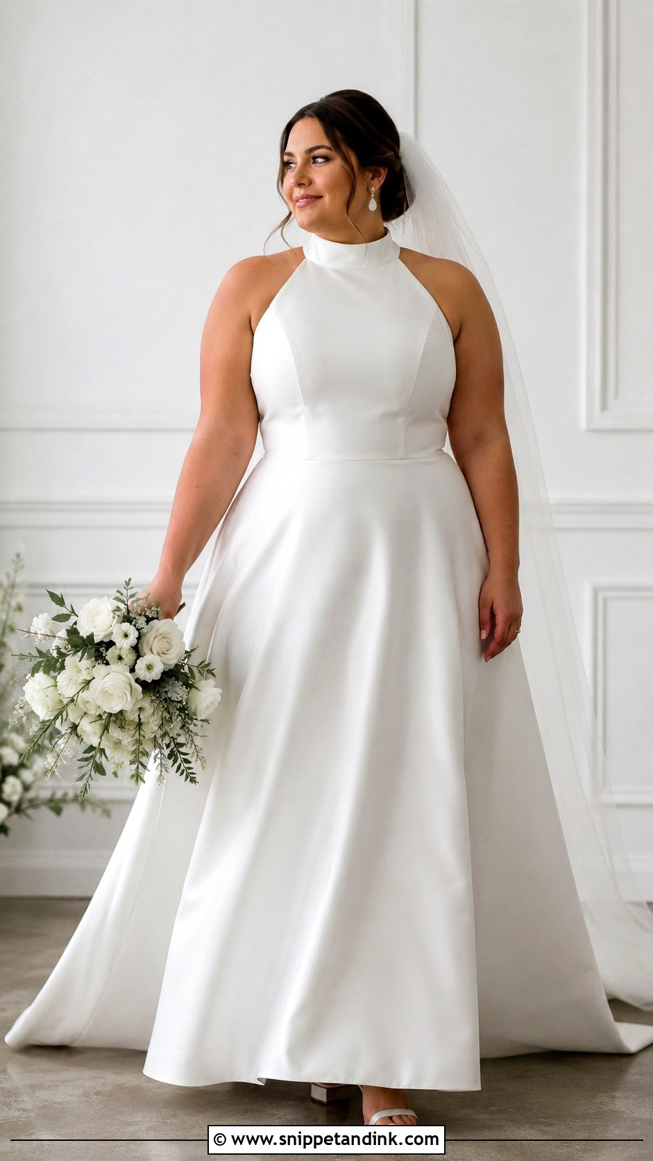 High Neck Satin Plus Size Wedding Dress - Snippet and Ink - 20 High Neck Satin Wedding Dress Ideas