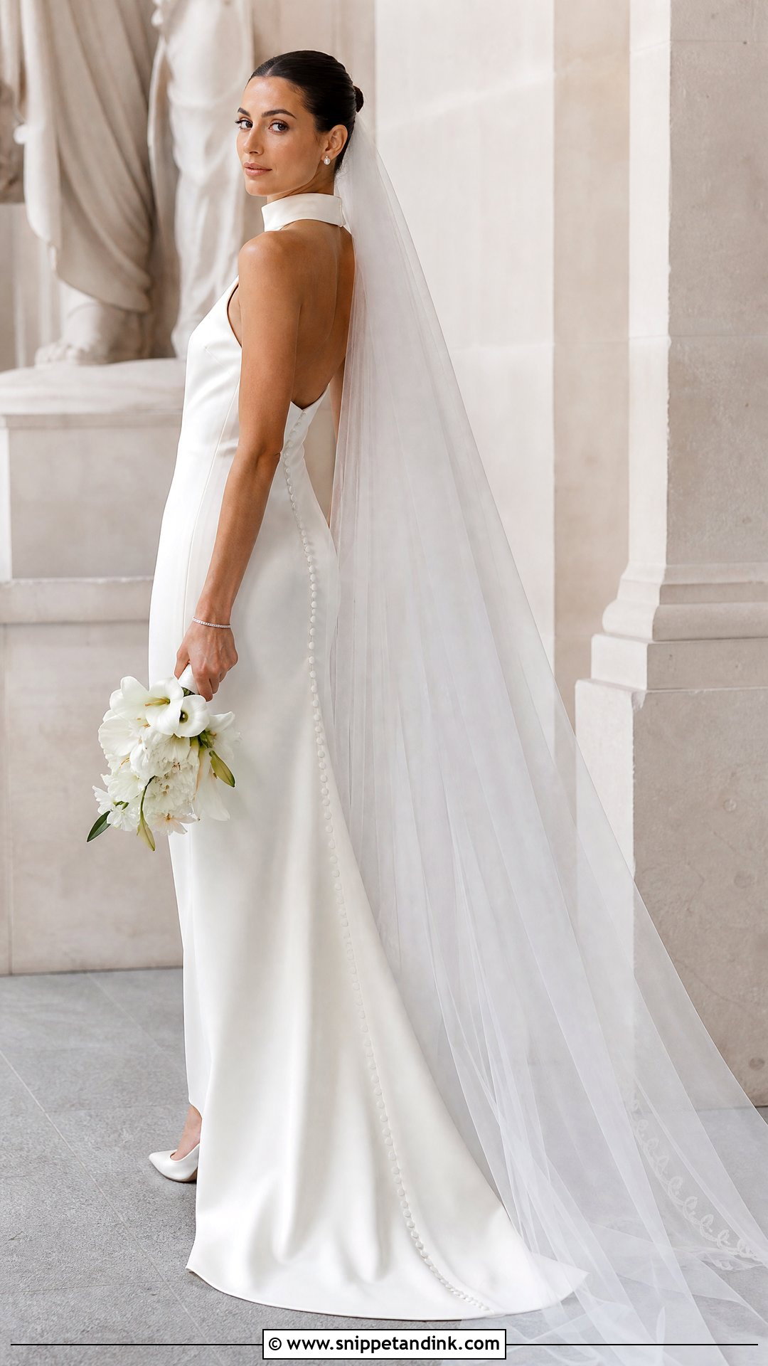 High Neck Satin Sheath Wedding Dress - Snippet and Ink - 20 Satin Sheath Wedding Dress Ideas