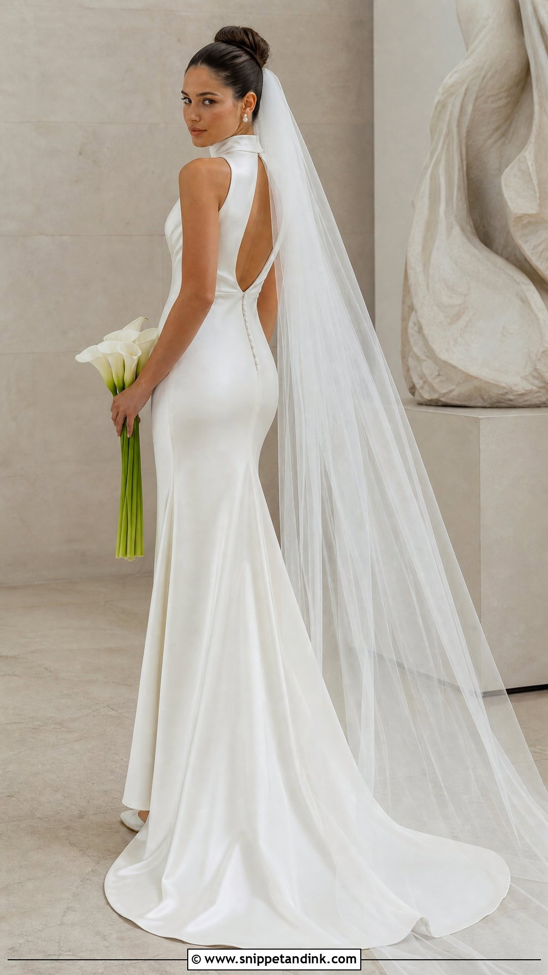 High Neck Satin Trumpet Wedding Dress - Snippet and Ink - 20 Satin Trumpet Wedding Dress Ideas