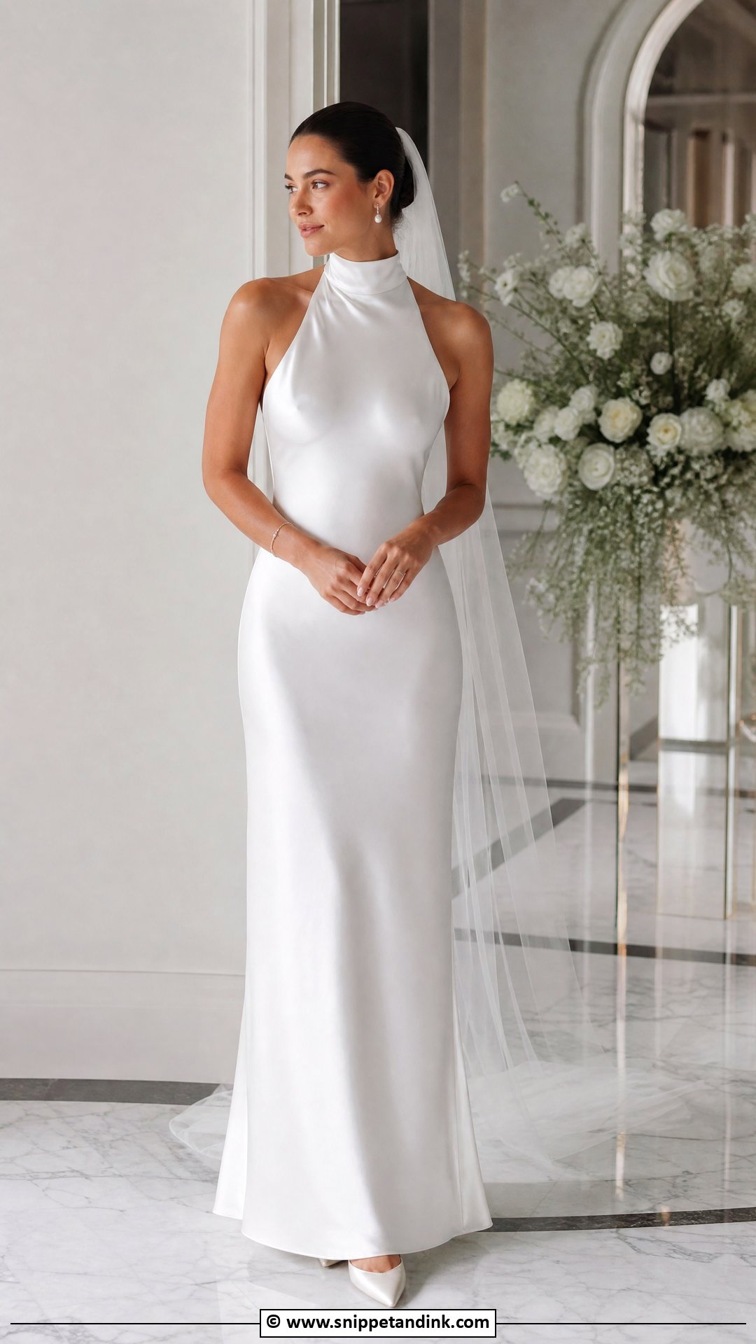 High Neck Satin Wedding Dress - Snippet and Ink - 35 High Neck Wedding Dress Ideas