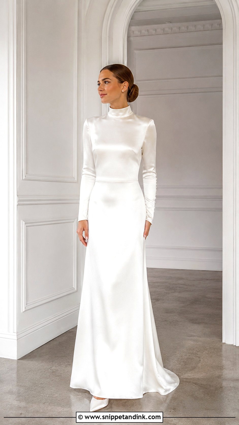 High Neck Satin Wedding Dress - Snippet and Ink - 25 Simple Modest Wedding Dresses
