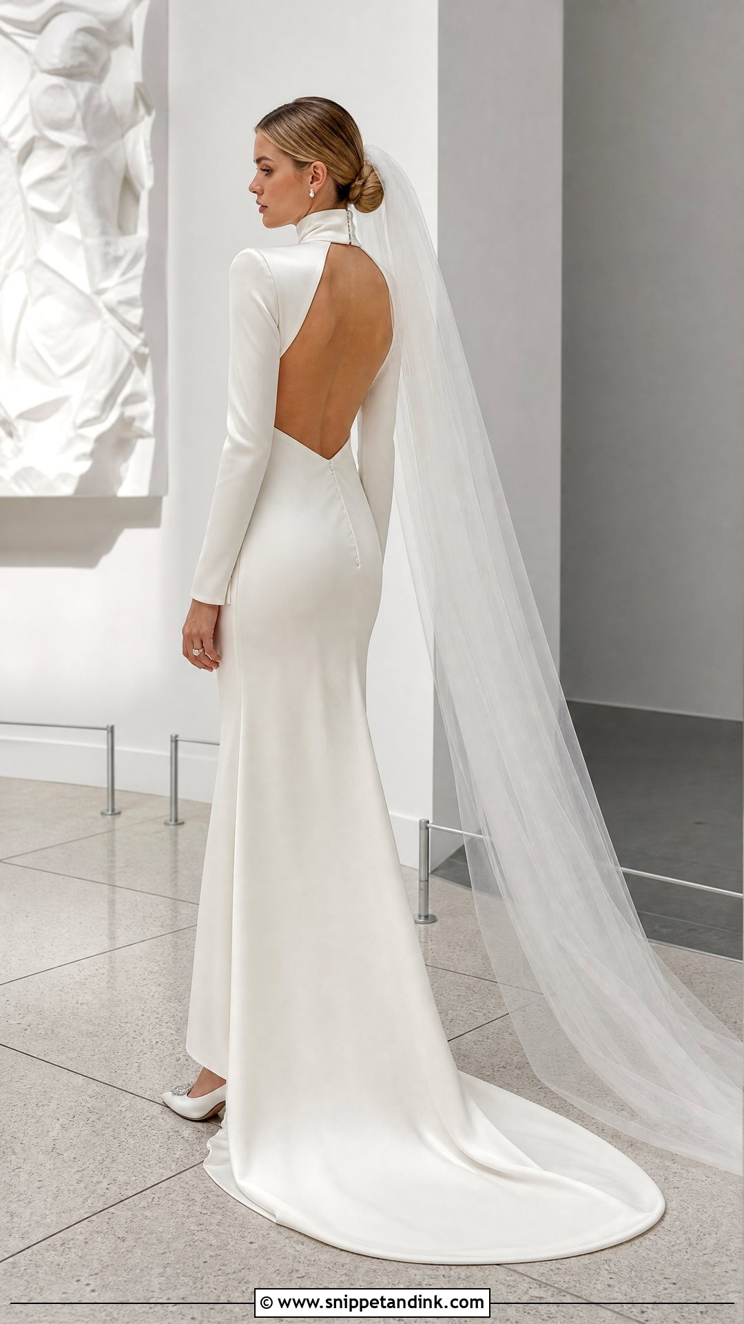 High Neck Satin Wedding Dress - Snippet and Ink - 20 Hollywood Glam Wedding Dress Ideas