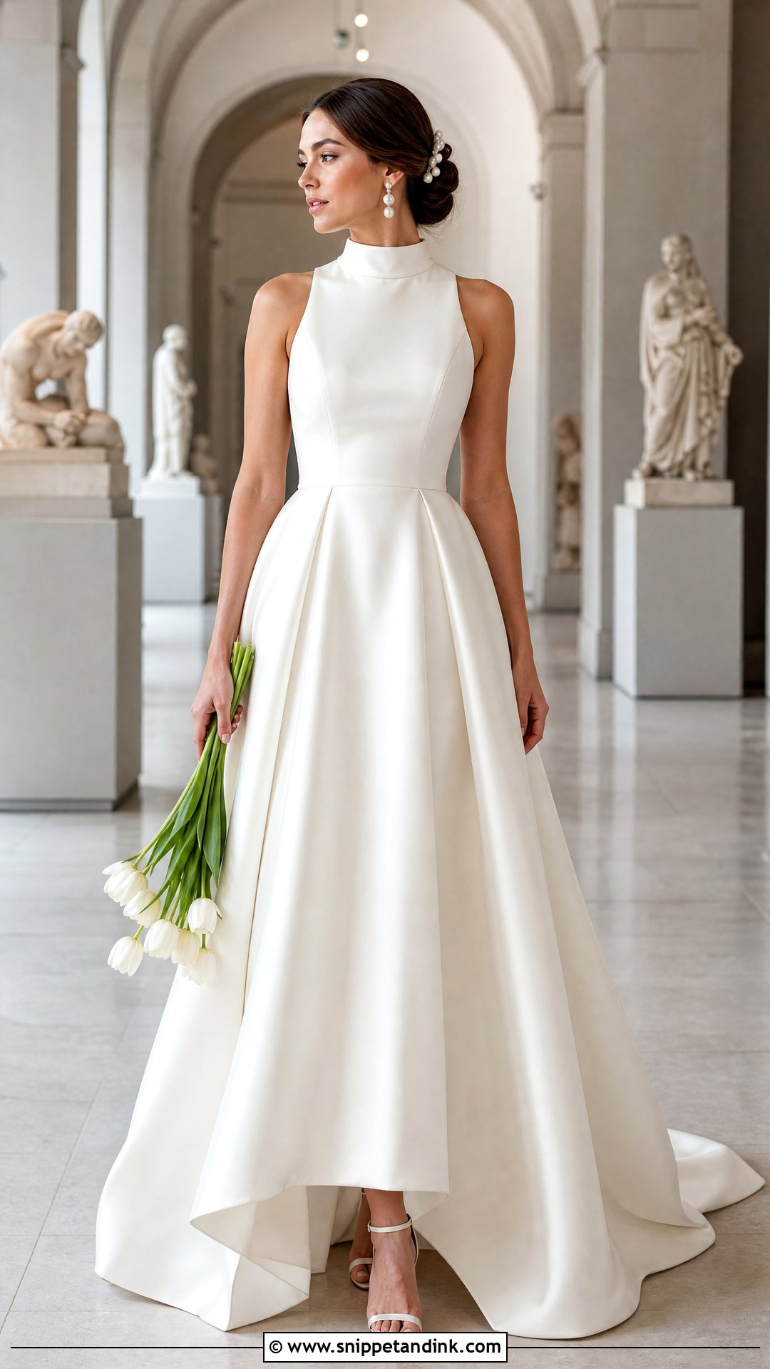 High Neck Satin Wedding Dress - Snippet and Ink - 20 Understated Wedding Dress Ideas