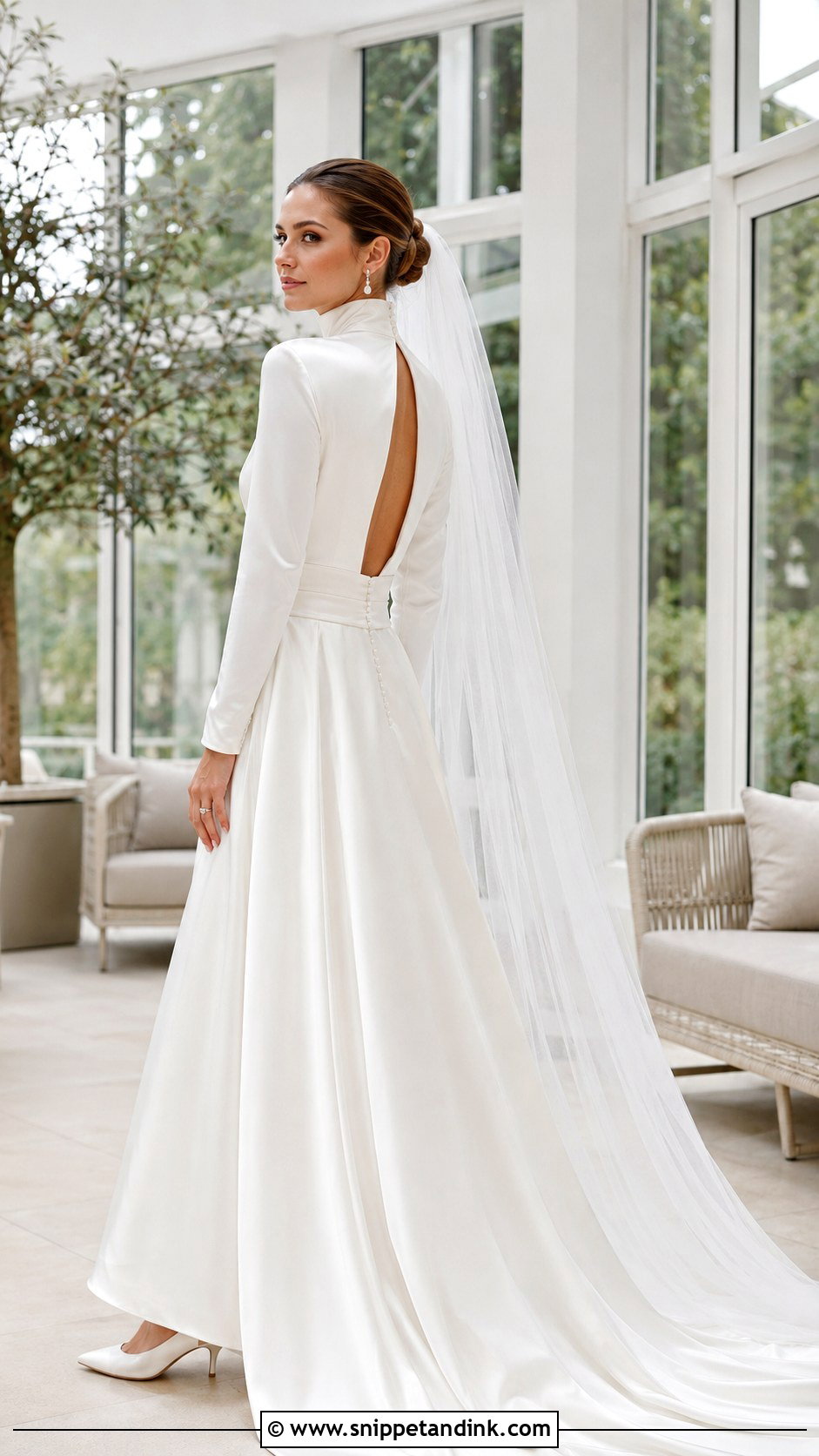 High Neck Satin Wedding Dress - Snippet and Ink - 20 Simple Unique Wedding Dresses