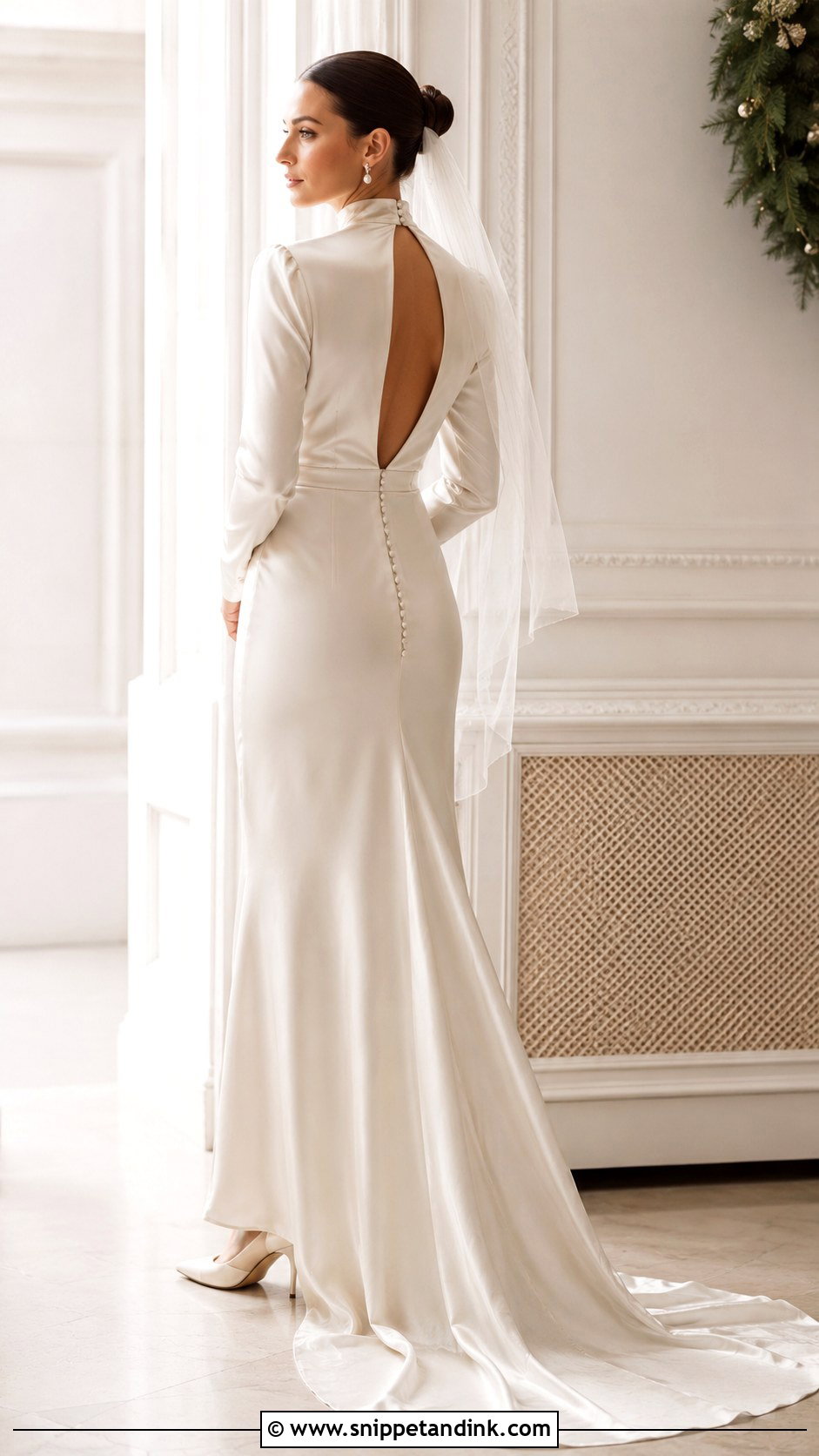 High Neck Satin Wedding Dress - Snippet and Ink - 20 Vintage Satin Wedding Dress Ideas