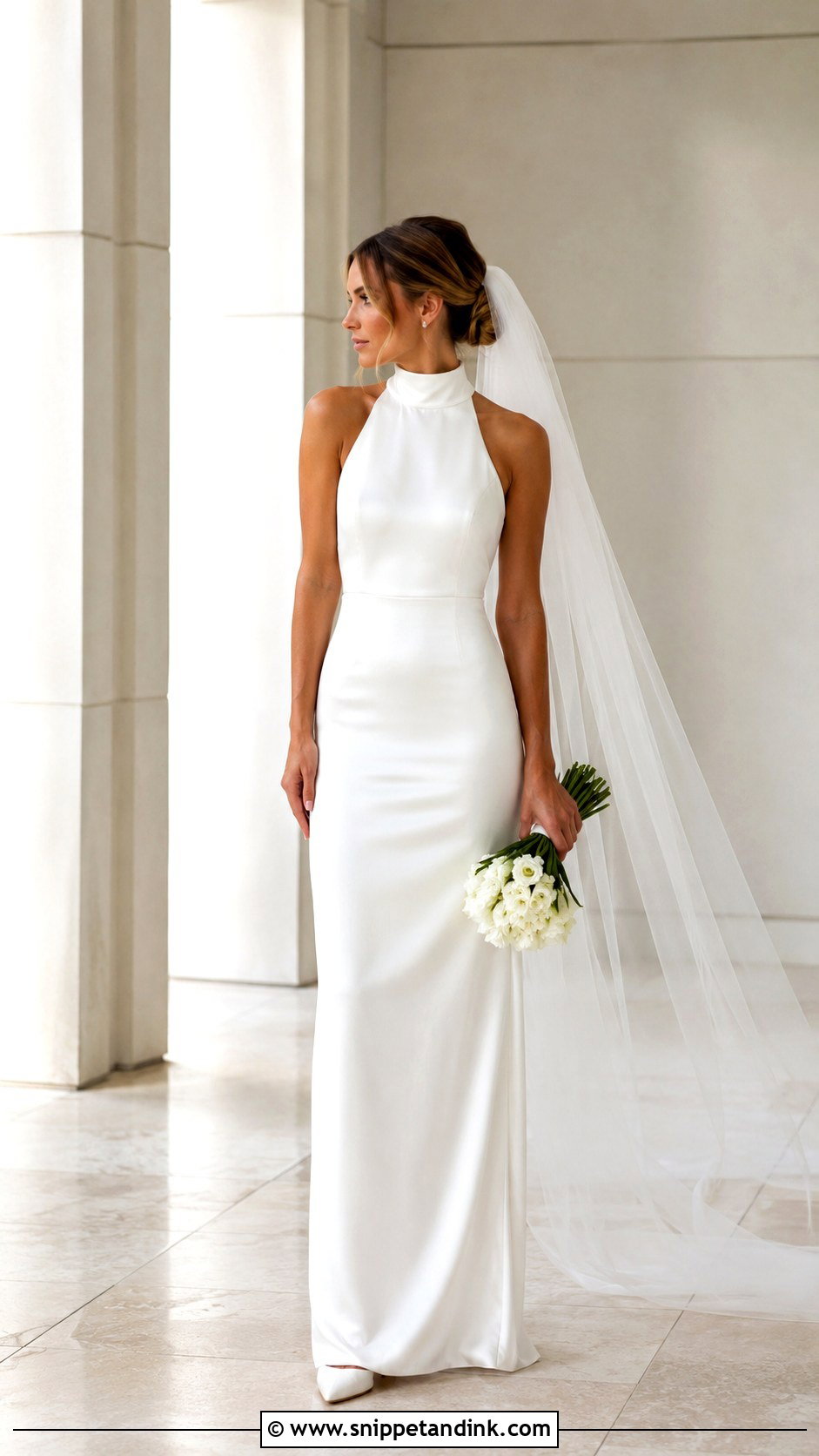 High Neck Satin Wedding Dress - Snippet and Ink - 25 Classic Satin Wedding Dress Ideas