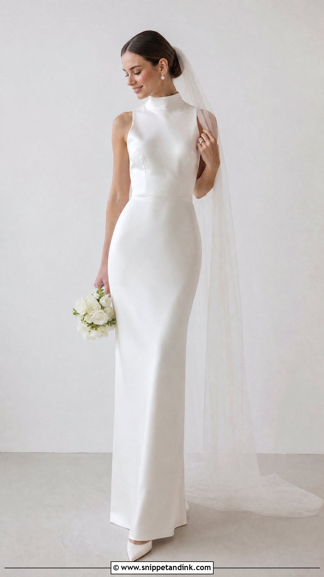 High Neck Satin Wedding Dress - Snippet and Ink - 25 Satin Bridal Gowns
