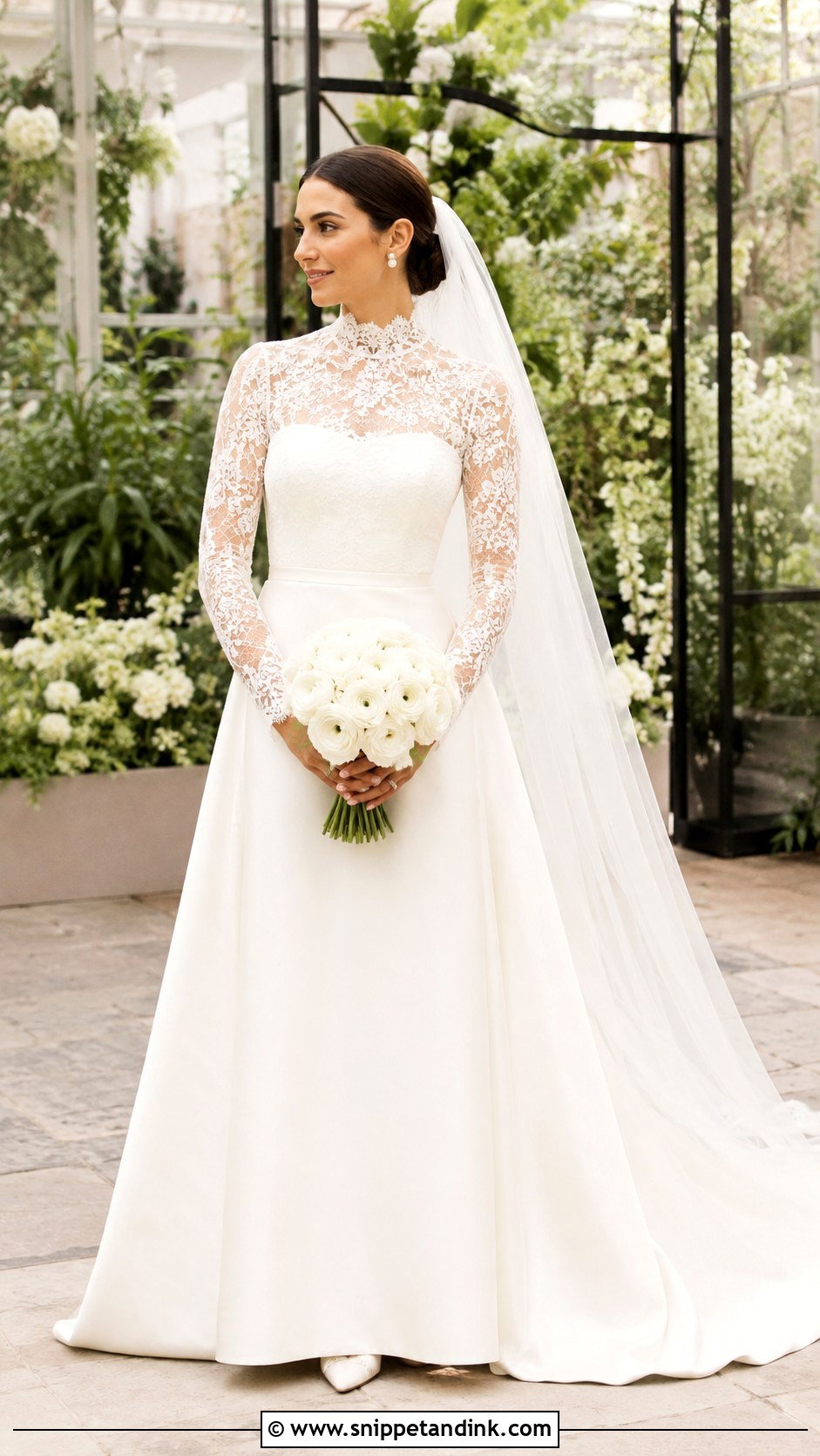 High Neck Satin Wedding Dress With Lace - Snippet and Ink - 20 High Neck Satin Wedding Dress Ideas