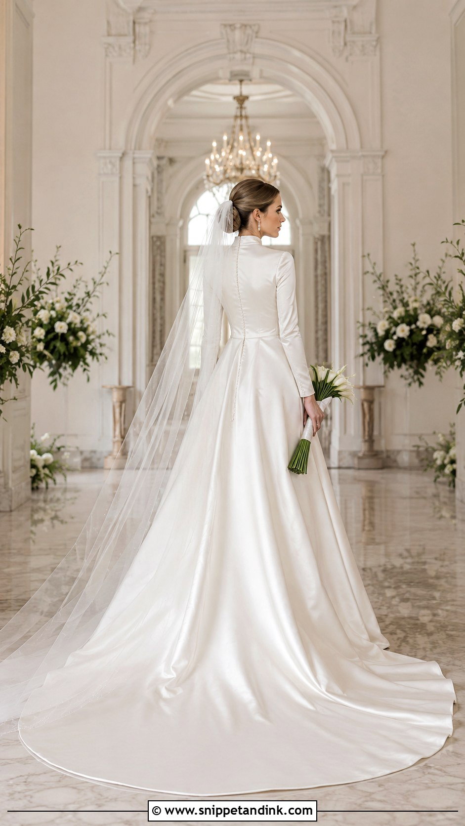High Neck Satin Wedding Dress With Train - Snippet and Ink - 20 High Neck Satin Wedding Dress Ideas