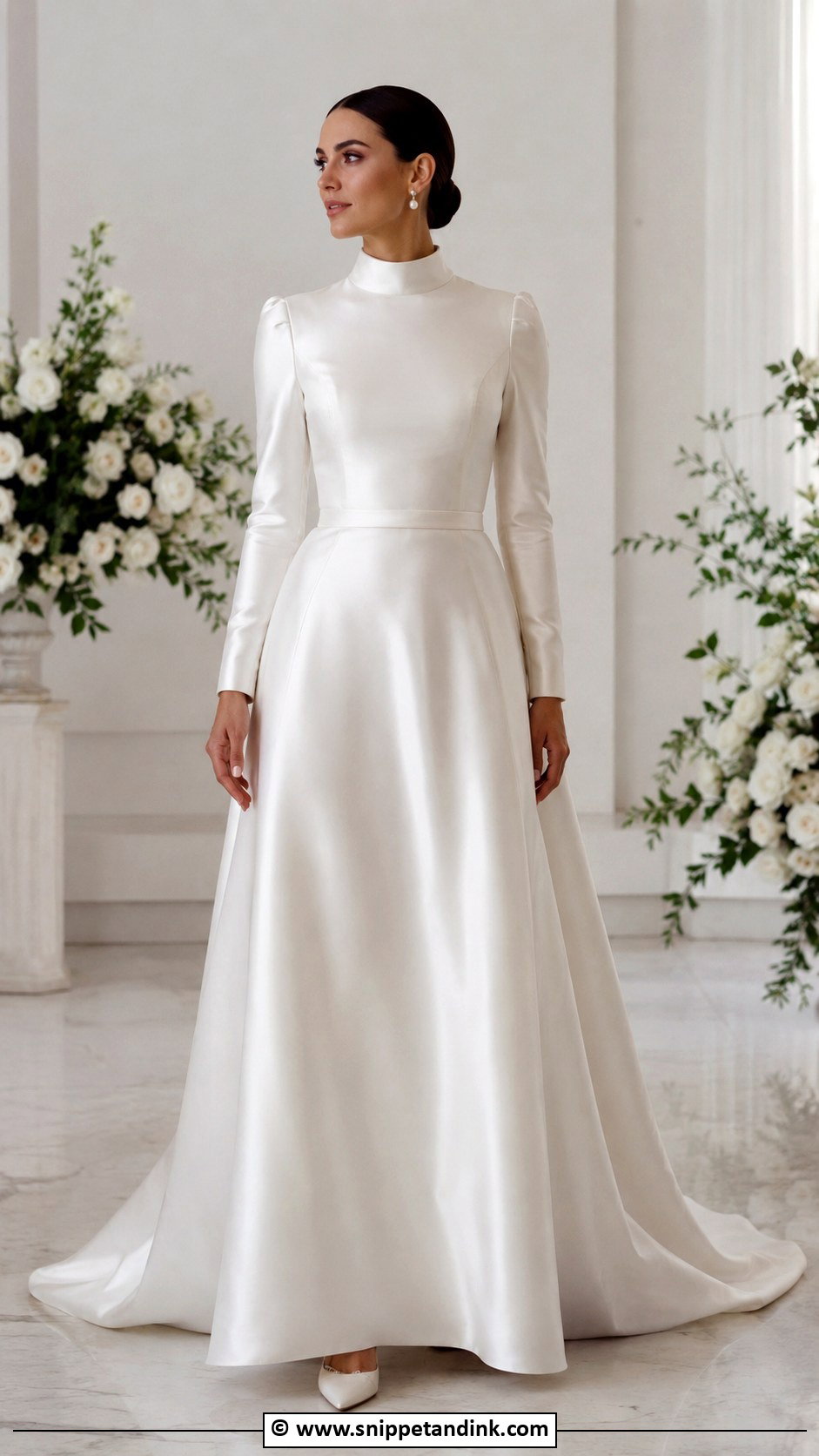 High Neck Satin Wedding Dress - Snippet and Ink - 25 Elegant Modest Wedding Dresses