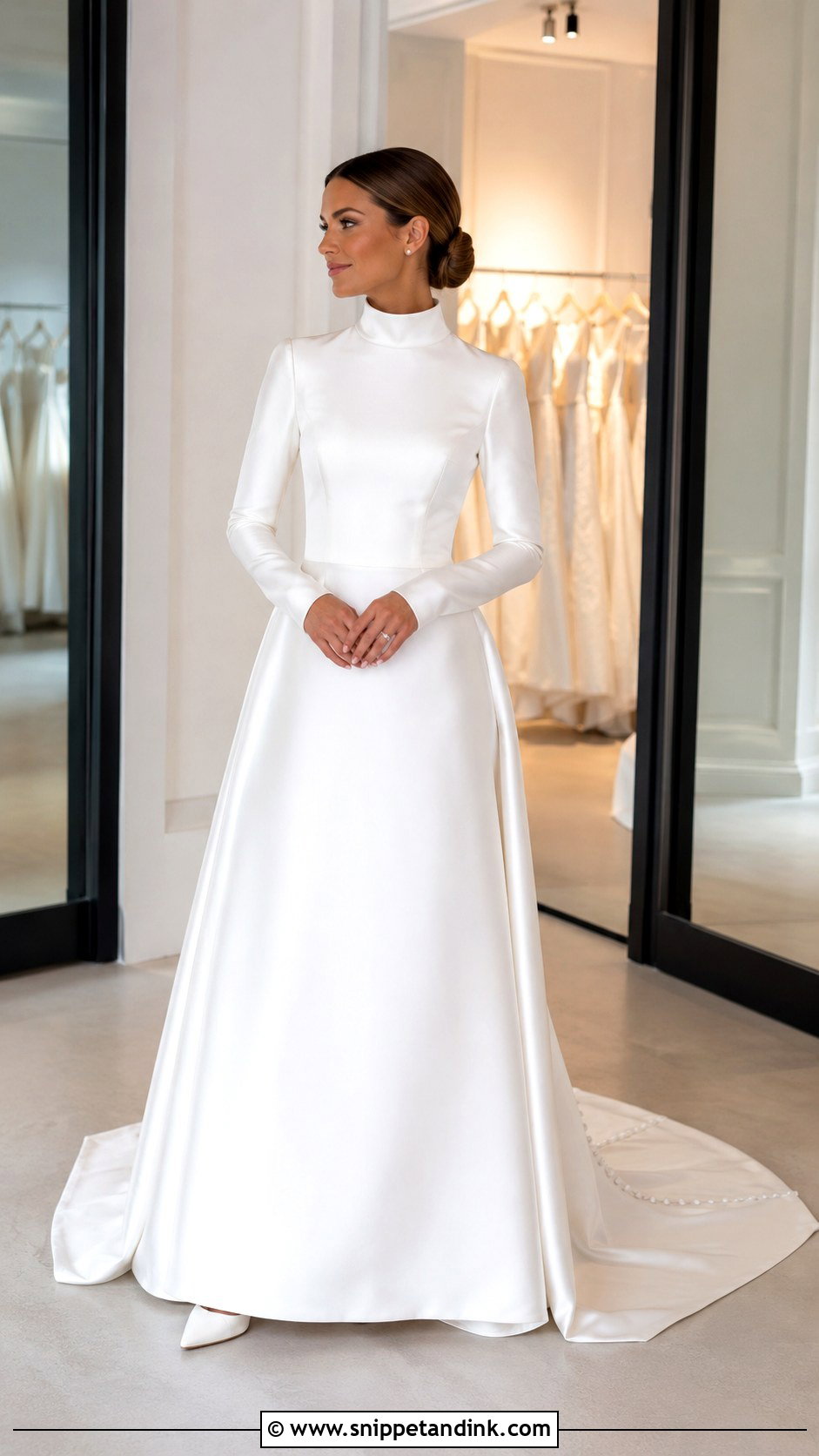 High Neck Satin Wedding Gown - Snippet and Ink - 25 Modest Bridal Ideas