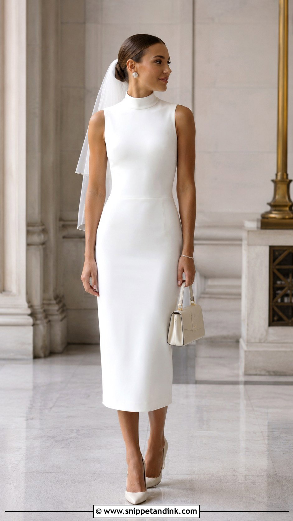 High Neck Sheath Courthouse Wedding Dress - Snippet and Ink - 20 Classy Courthouse Wedding Dress Ideas