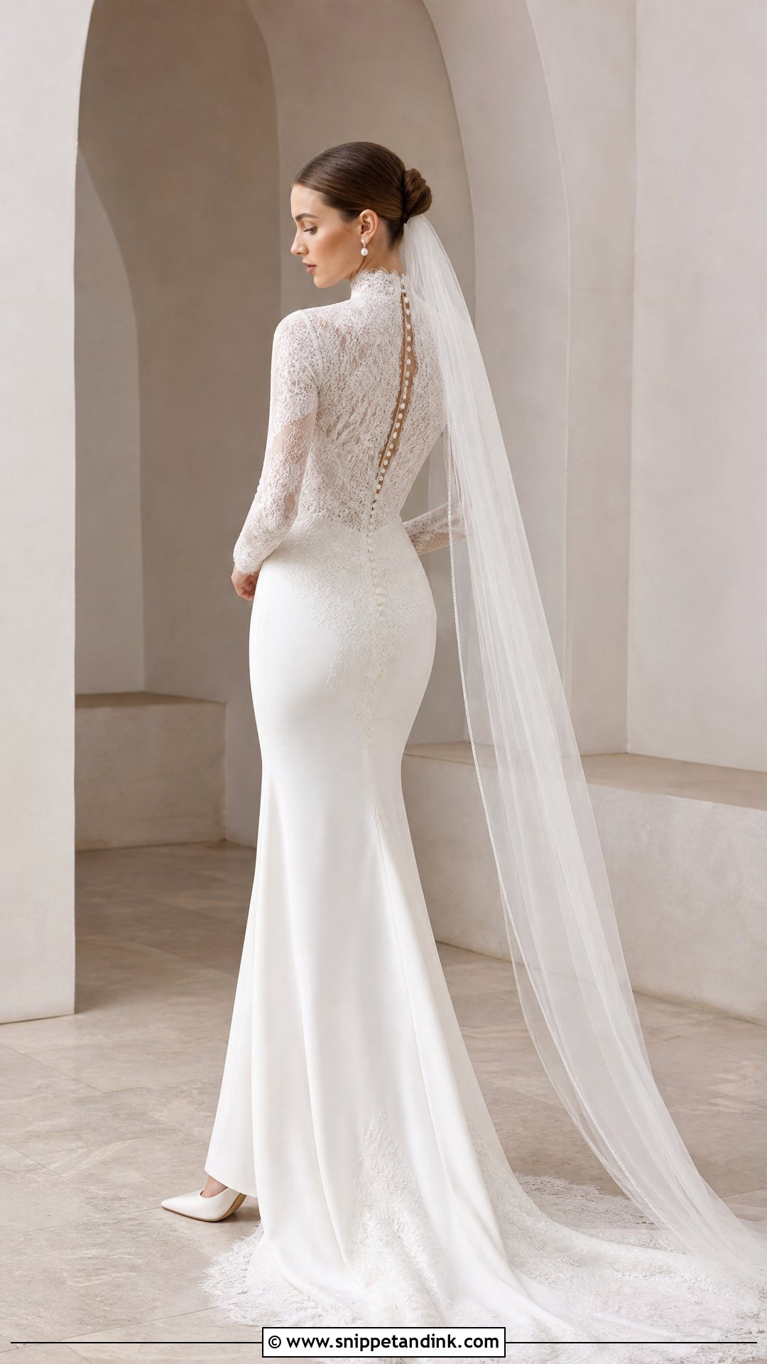 High Neck Sheath Wedding Dress With Sleeves - Snippet and Ink - 20 Tight Wedding Dress with Sleeves