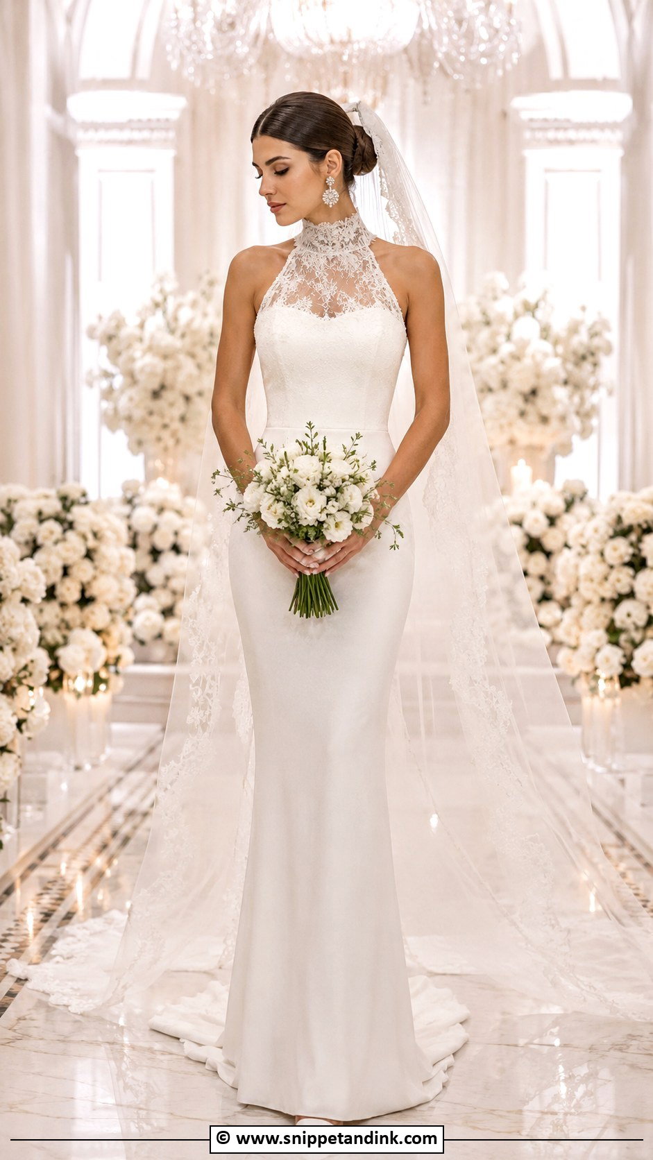 High Neck Sheath Wedding Dress - Snippet and Ink - 30 Sheath Wedding Dress Ideas