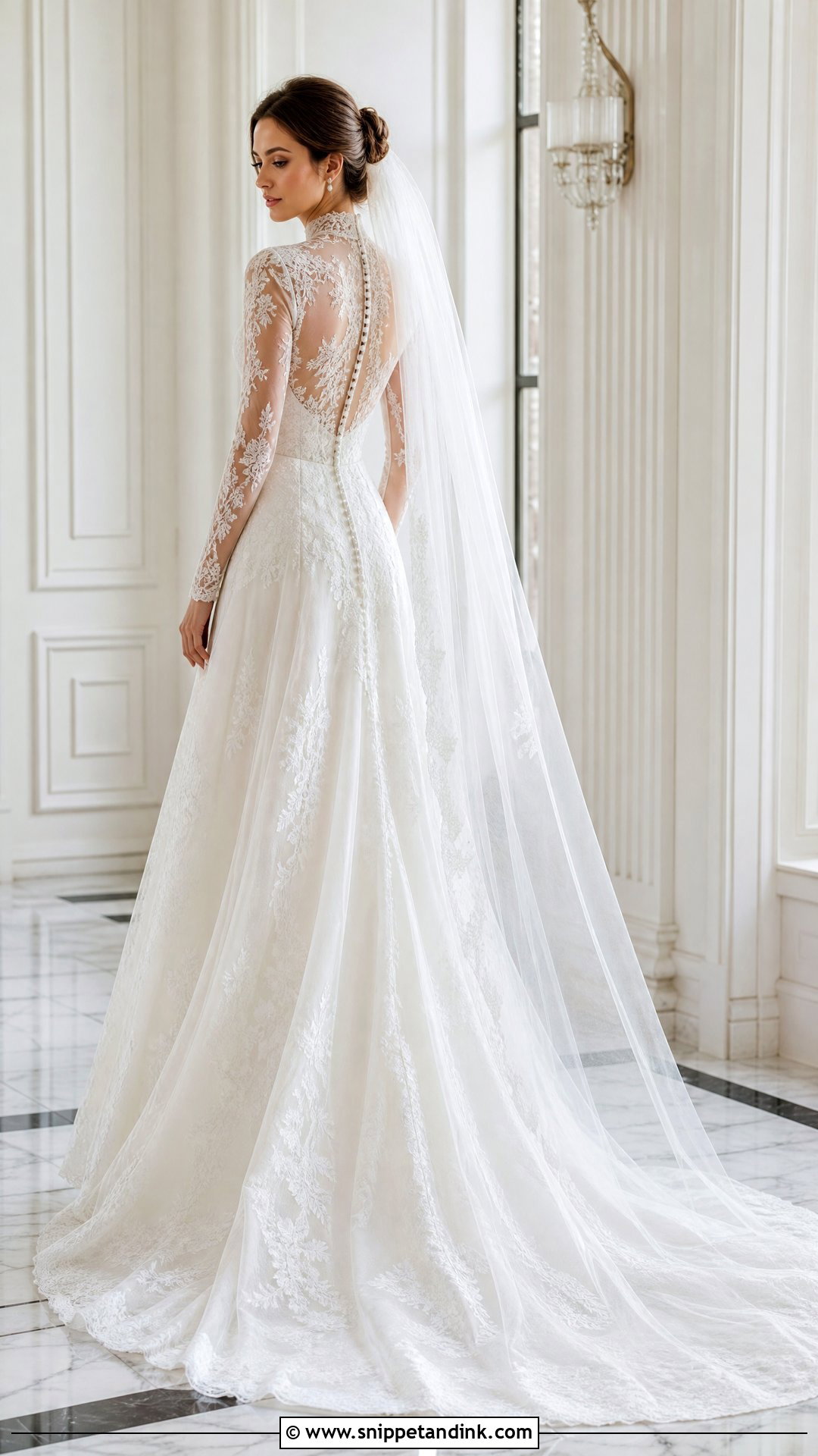 High Neck Sheer Sleeve Wedding Dress - Snippet and Ink - 20 Wedding Dress Sheer Sleeves