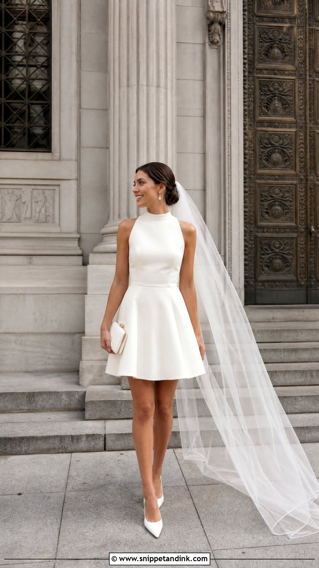 High Neck Short Elopement Dress - Snippet and Ink - 20 Short Elopement Dress Ideas