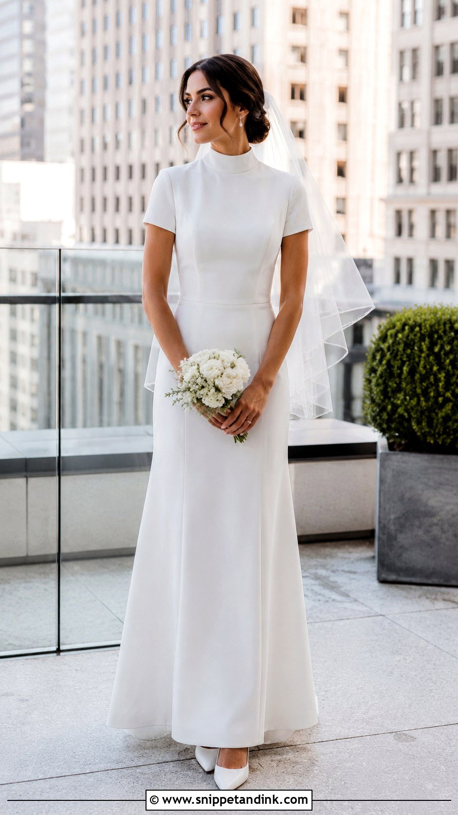 High Neck Short Sleeve Petite Wedding Dress - Snippet and Ink - 20 High Neck Short Sleeve Wedding Dress Ideas