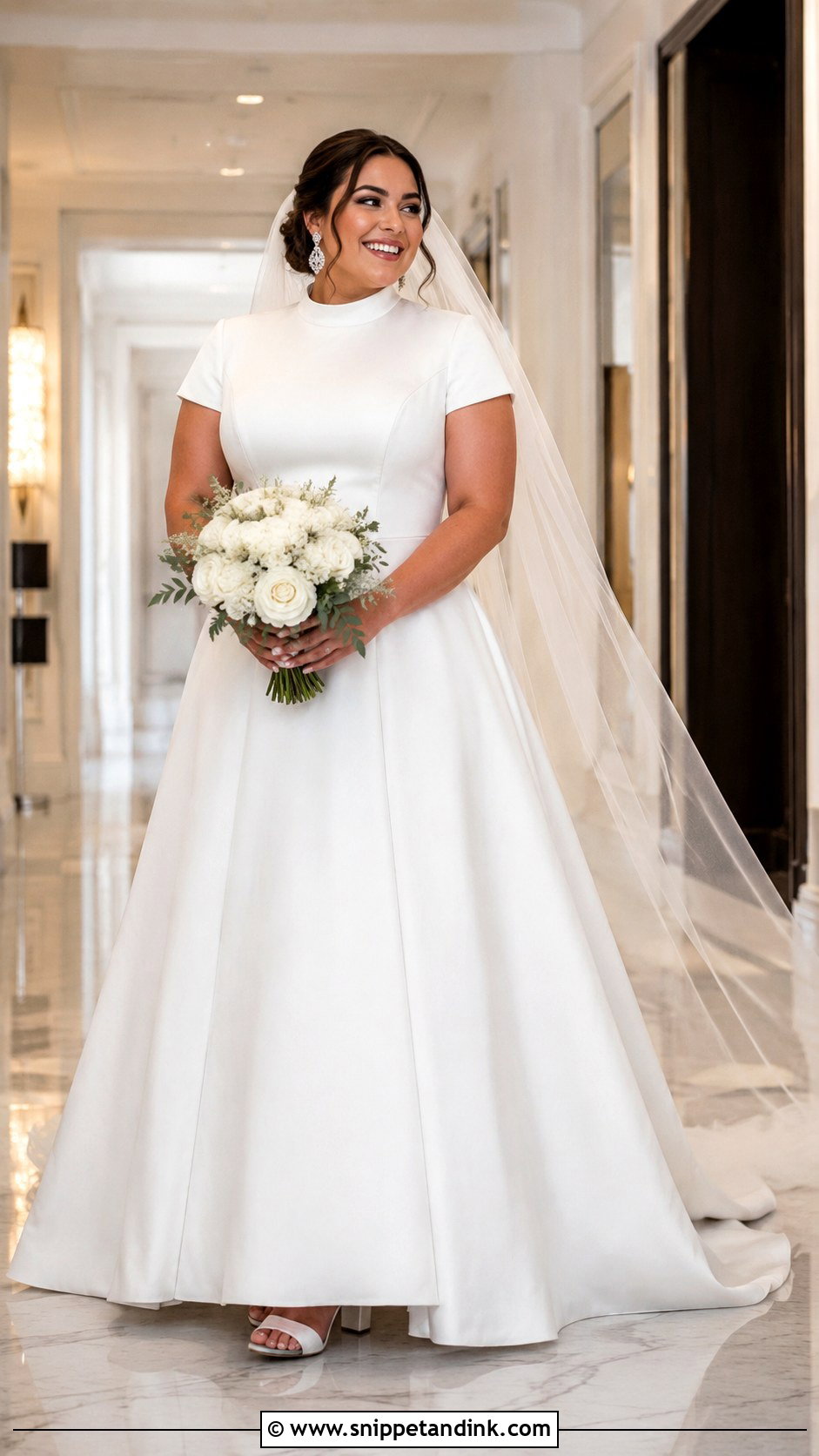 High Neck Short Sleeve Plus Size Wedding Dress - Snippet and Ink - 20 High Neck Short Sleeve Wedding Dress Ideas