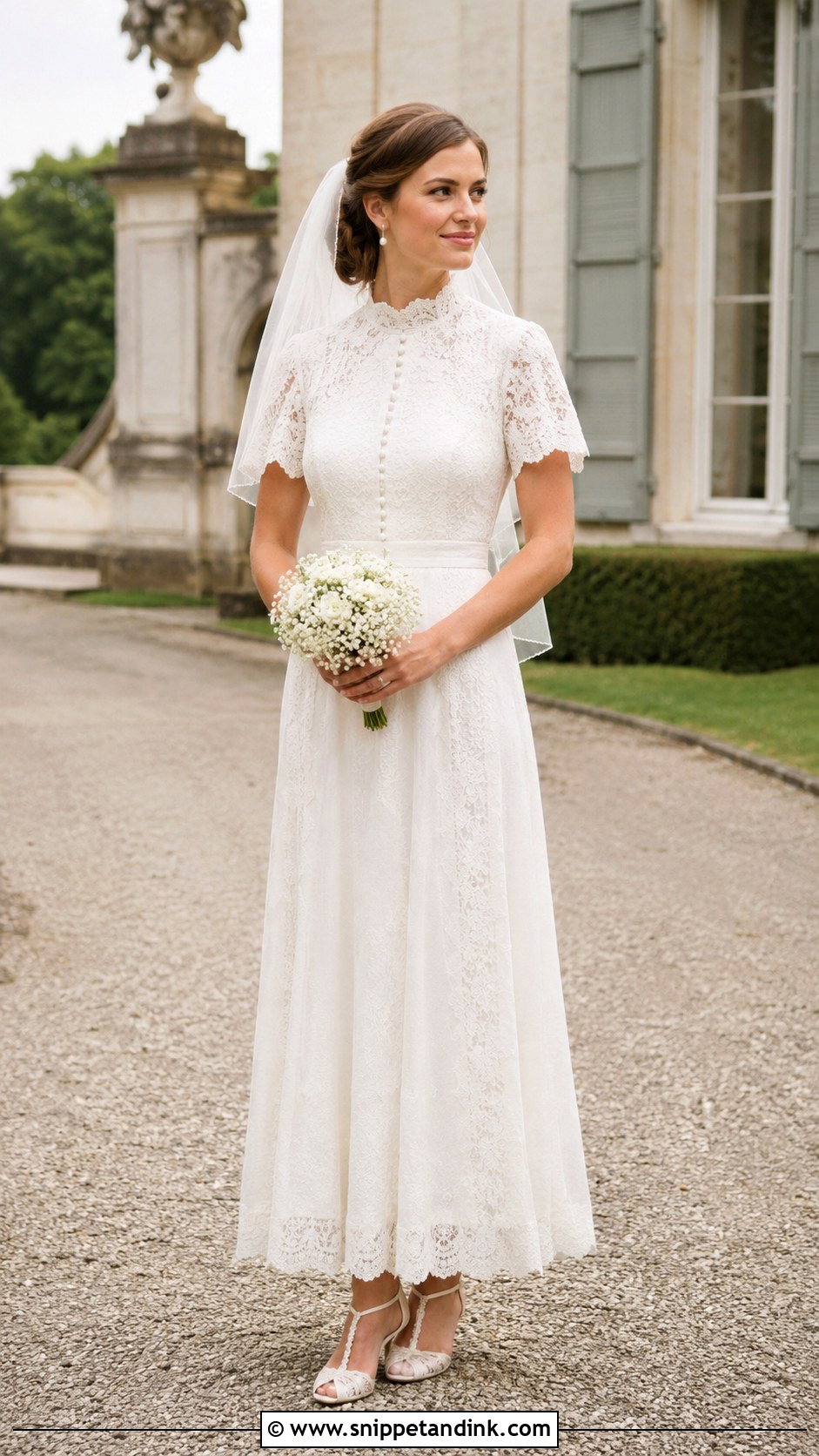 High Neck Short Sleeve Vintage Wedding Dress - Snippet and Ink - 20 High Neck Short Sleeve Wedding Dress Ideas