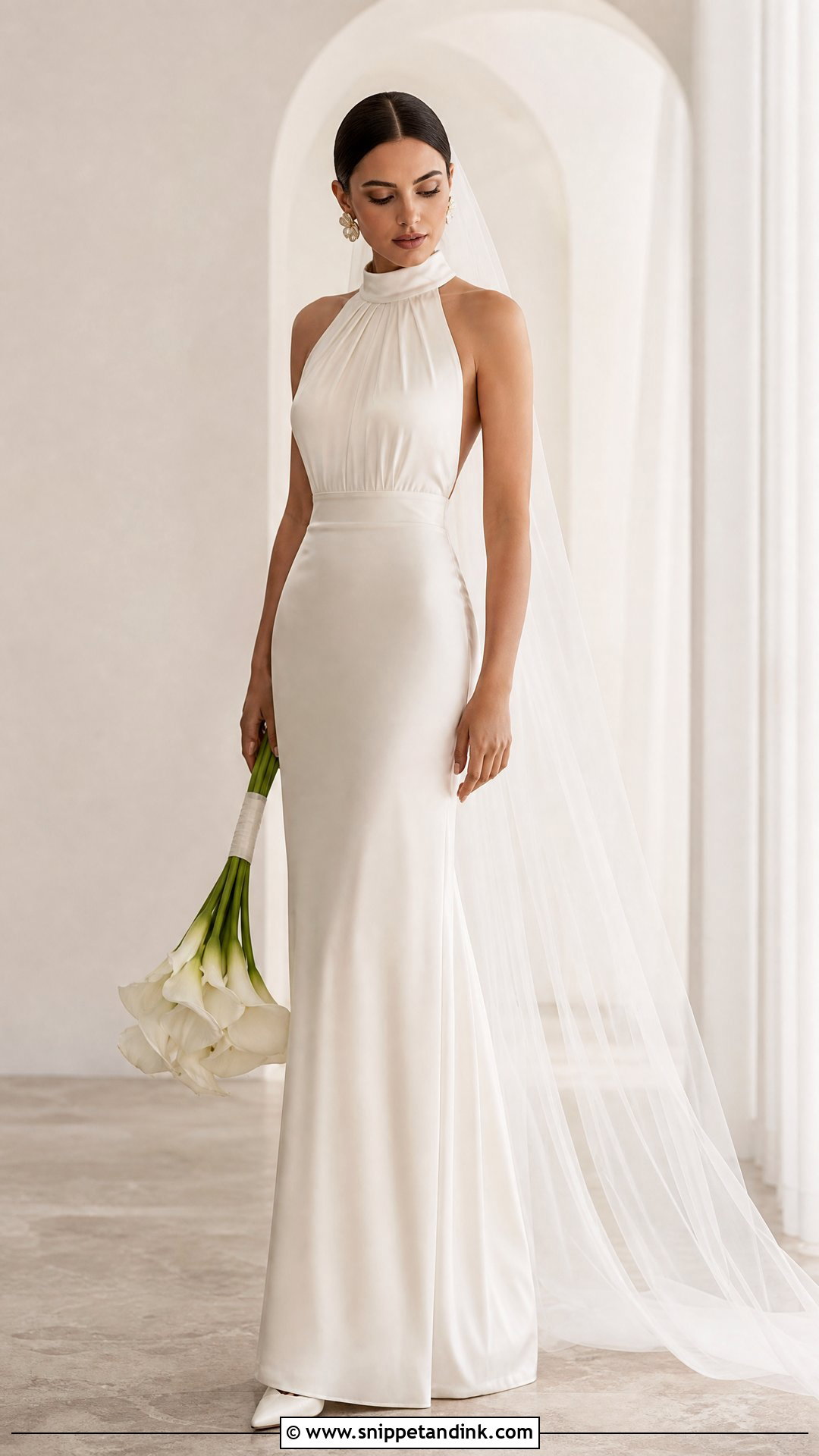 High Neck Silk Bridal Dress - Snippet and Ink - 20 Silk Bridal Dress Ideas