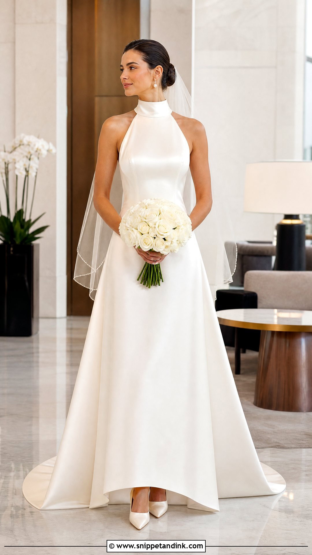 High Neck Silk Halter Wedding Dress - Snippet and Ink - 20 Silk Halter Wedding Dress Ideas