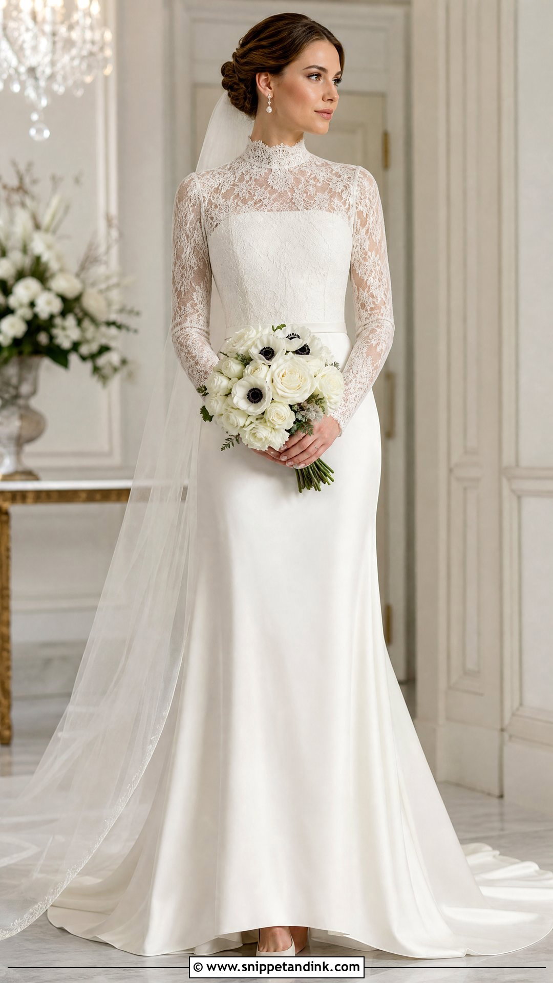 High Neck Silk Lace Wedding Dress - Snippet and Ink - 20 Silk Lace Wedding Dress Ideas