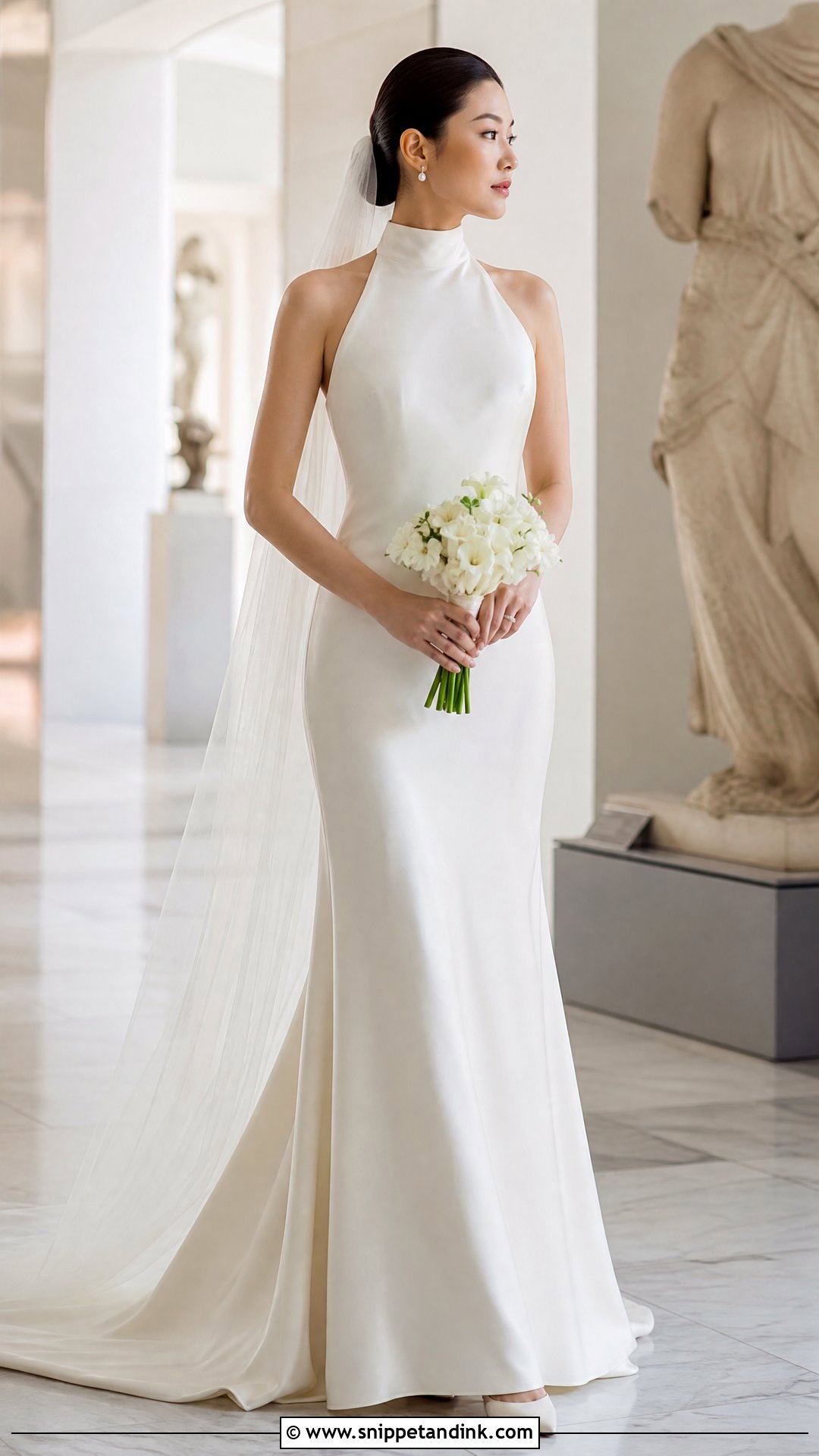 High Neck Silk Satin Wedding Dress - Snippet and Ink - 20 Silk Satin Wedding Dresses
