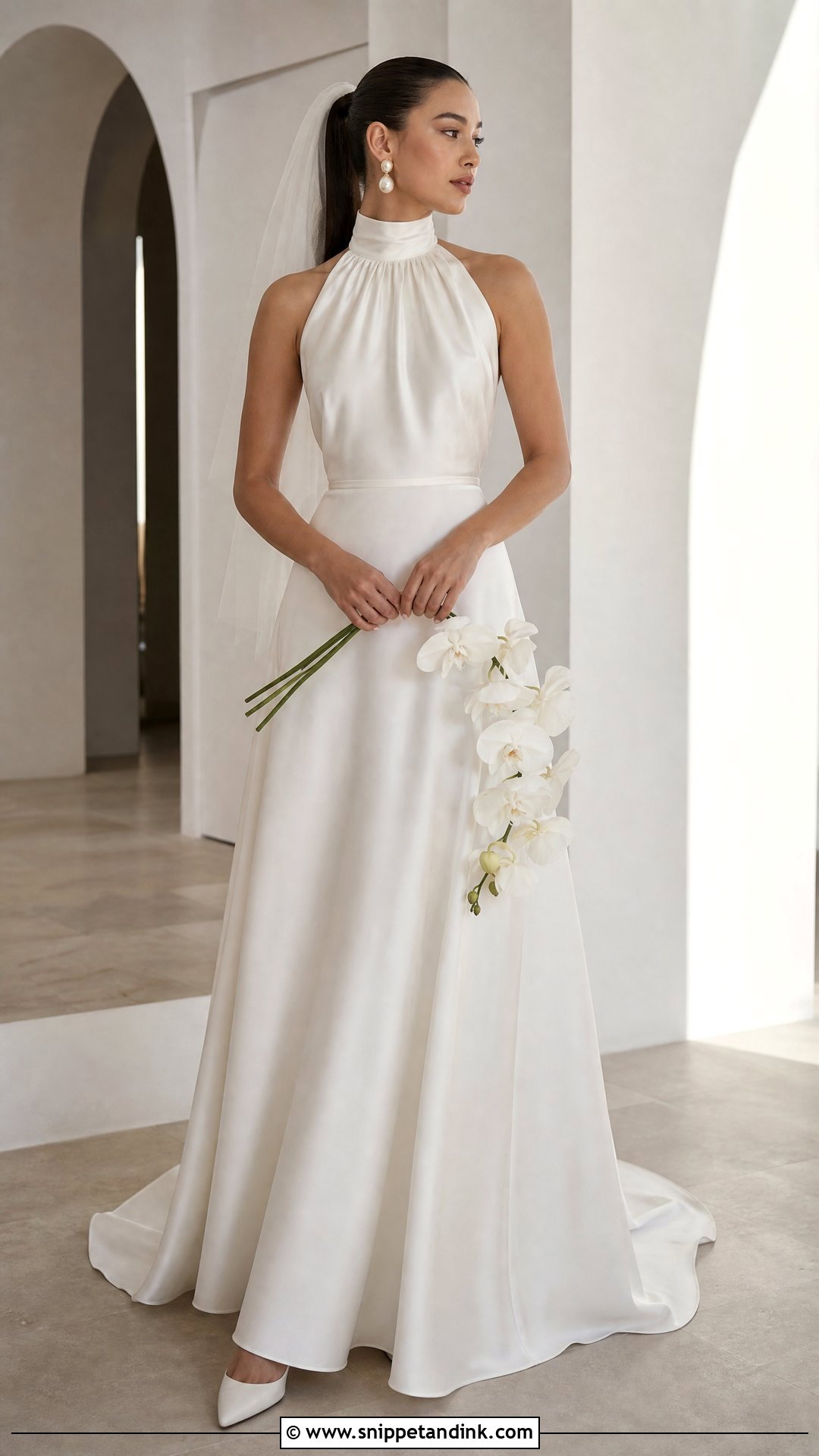 High Neck Silk Satin Wedding Dress - Snippet and Ink - 20 Silk Satin Wedding Dress Ideas