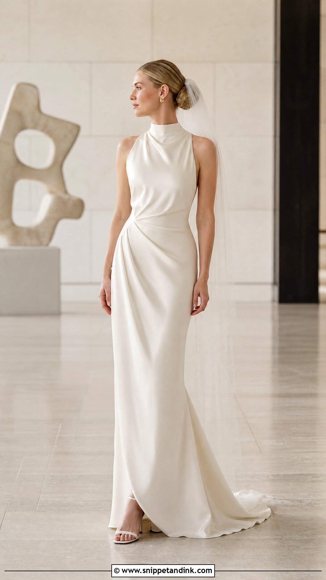 High Neck Silk Wedding Dress - Snippet and Ink - 20 Scandinavian Wedding Dress Ideas