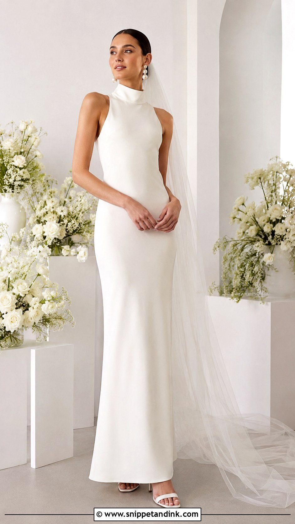High Neck Simple Wedding Dress - Snippet and Ink - 25 High Neck Wedding Dresses
