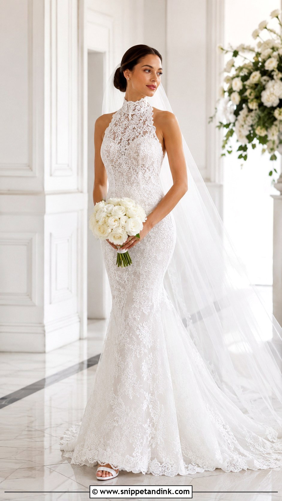 High Neck Siren Wedding Dress - Snippet and Ink - 30 Siren Wedding Dress Ideas