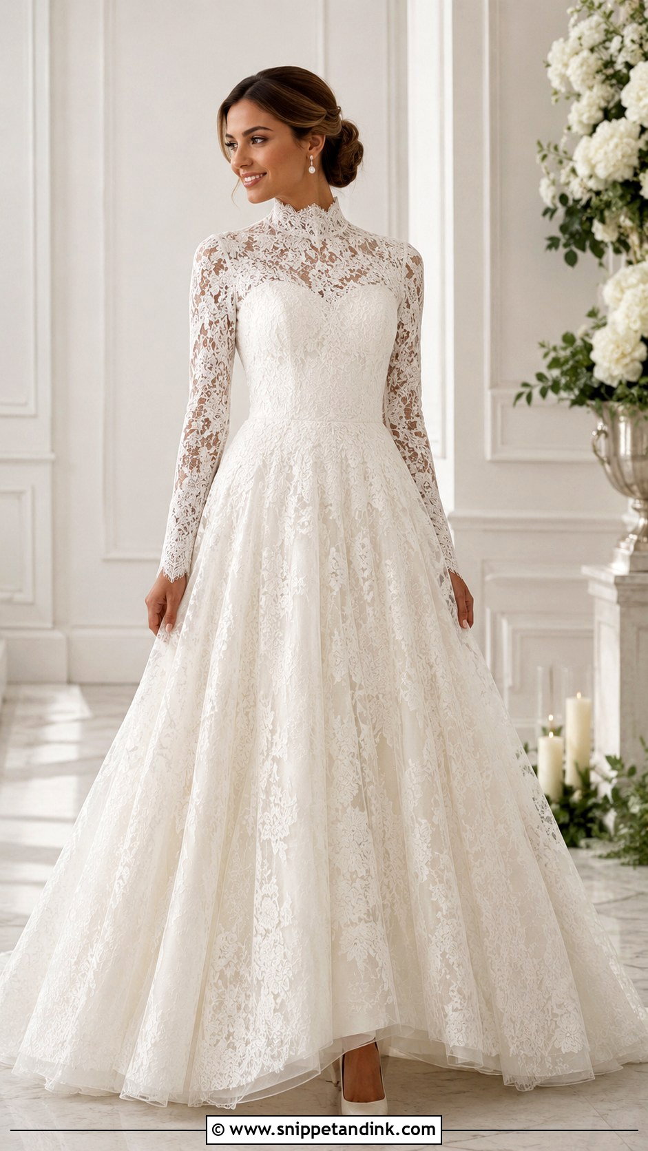 High Neck Sleeve Wedding Dress - Snippet and Ink - 30 Wedding Dresses Sleeves