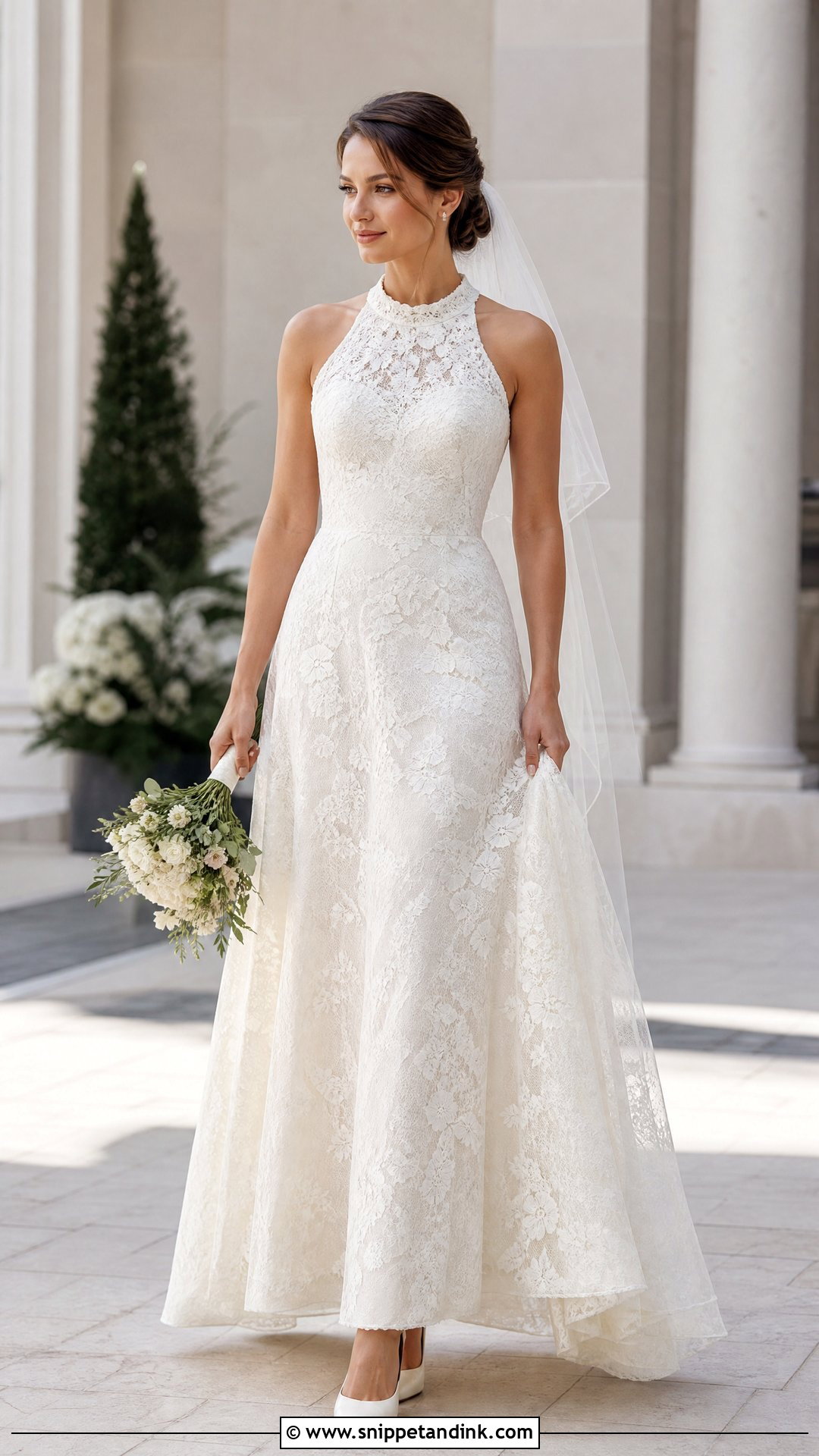 High Neck Sleeveless Wedding Dress - Snippet and Ink - 20 Wedding Dresses No Sleeves