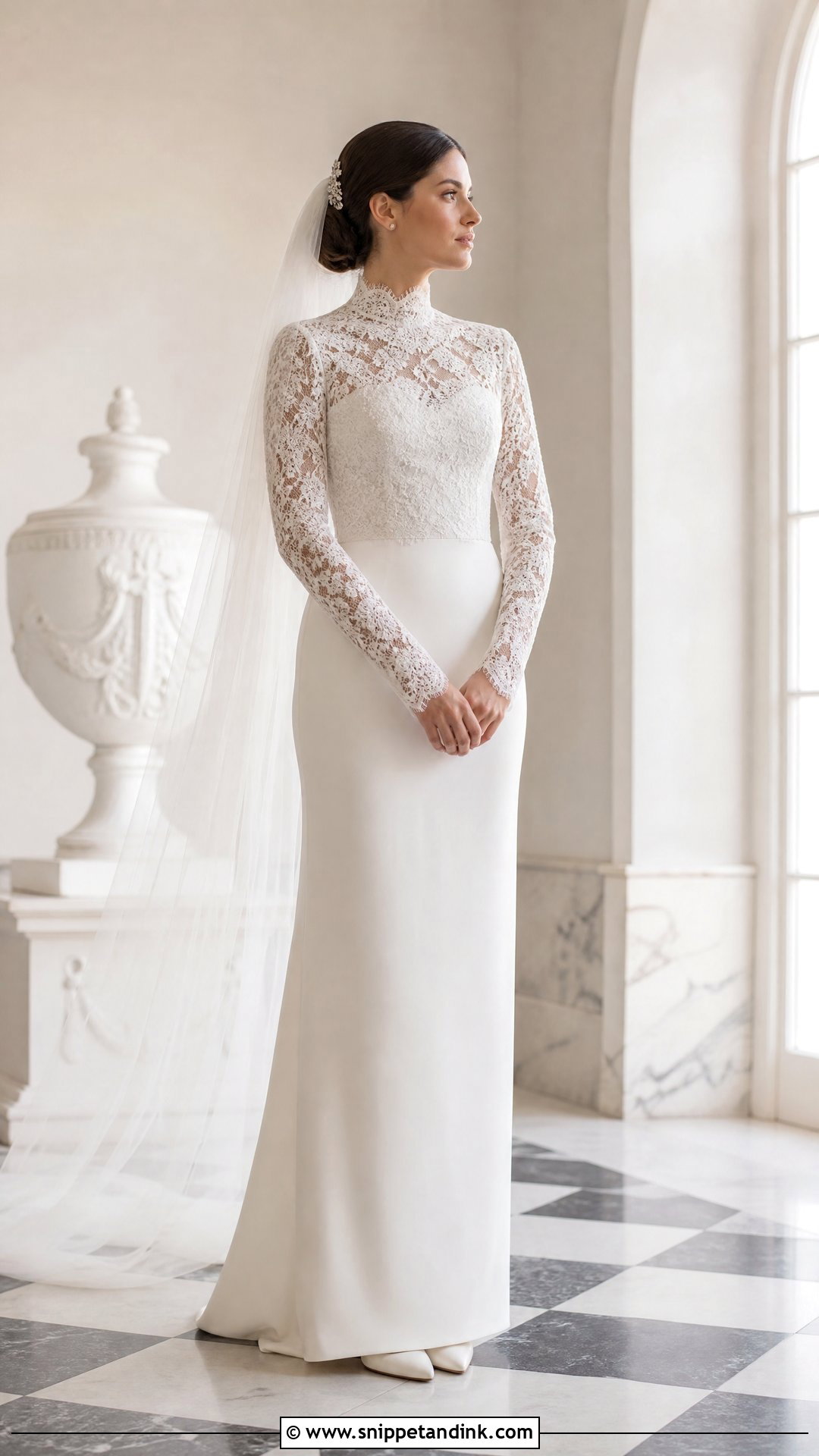 High Neck Slim Wedding Dress - Snippet and Ink - 20 Slim Wedding Dresses