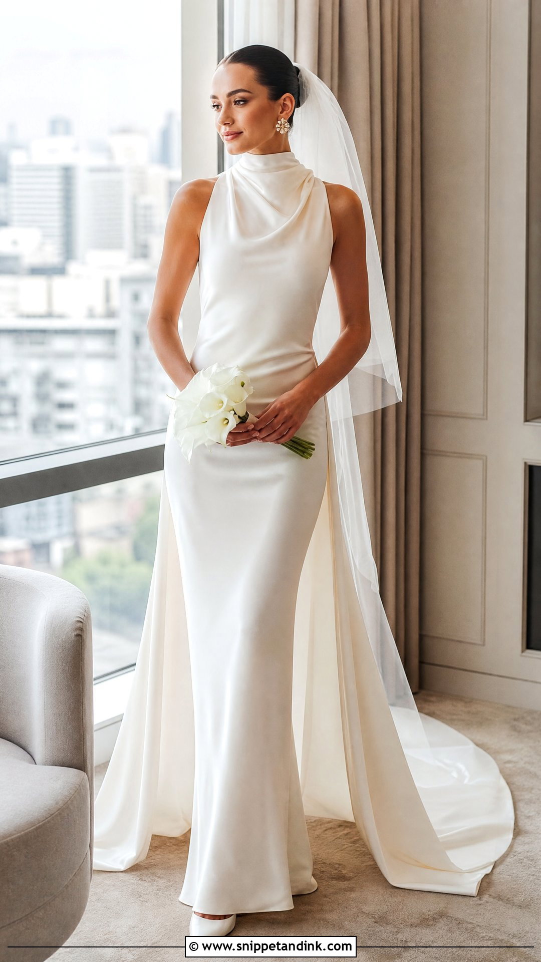 High Neck Slinky Wedding Dress - Snippet and Ink - 20 Slinky Wedding Dress Ideas